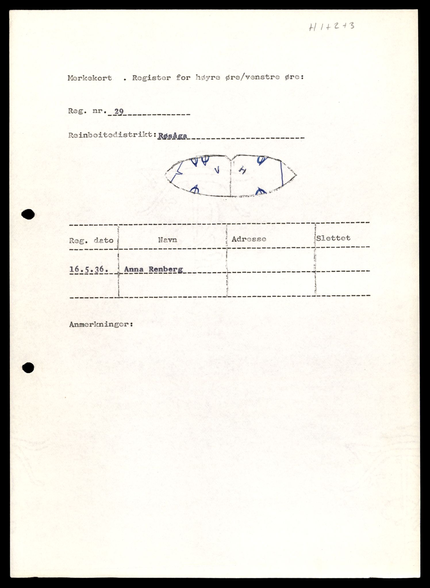 Reindriftsforvaltningen Nordland, AV/SAT-A-5309/D/Dc/L0502/0007: Korrespondanse ordnet etter arkivnøkkel / Reinmerkeregister, 1990-2001, p. 139