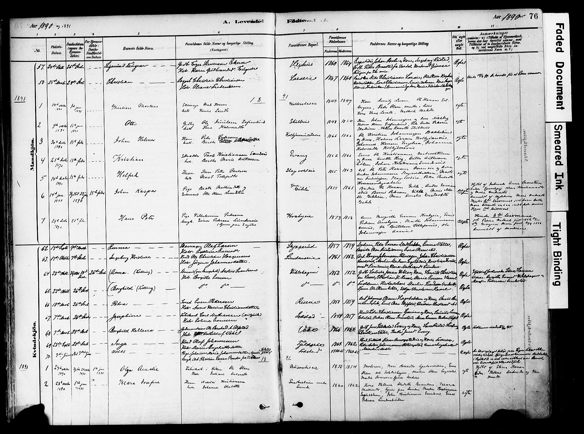 Østre Toten prestekontor, SAH/PREST-104/H/Ha/Haa/L0006: Parish register (official) no. 6 /1, 1878-1896, p. 76