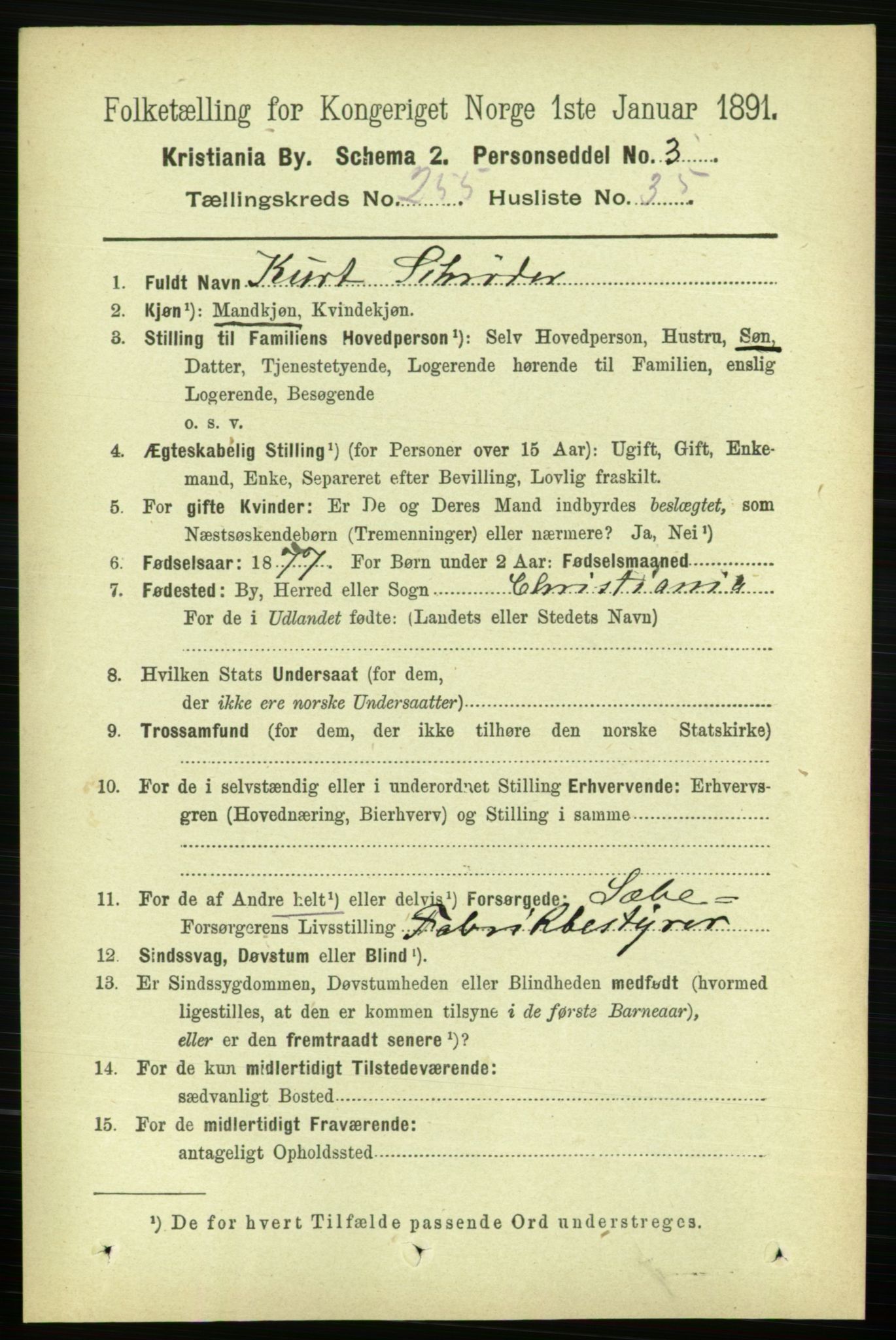 RA, 1891 census for 0301 Kristiania, 1891, p. 155420