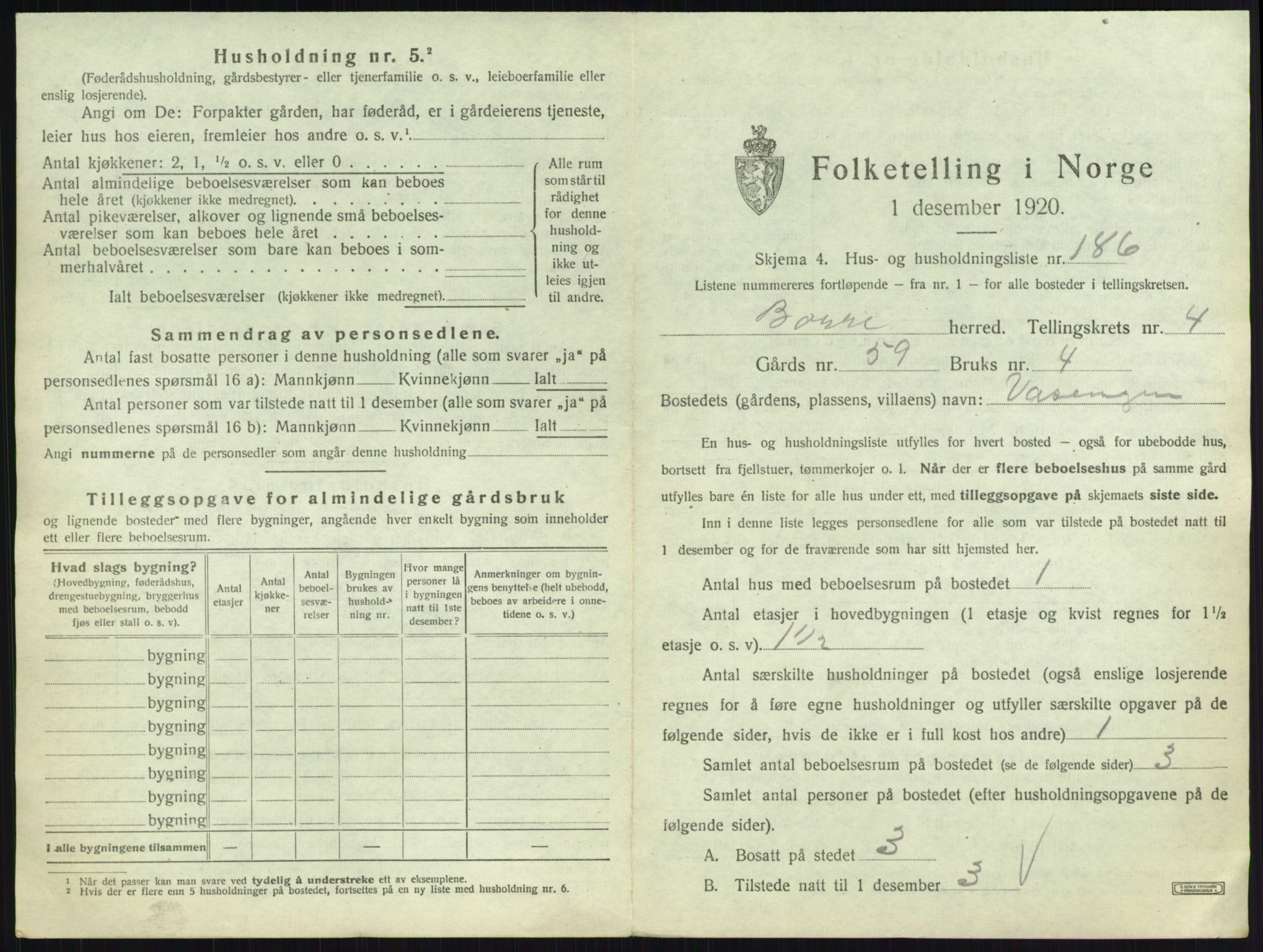 SAKO, 1920 census for Borre, 1920, p. 1362