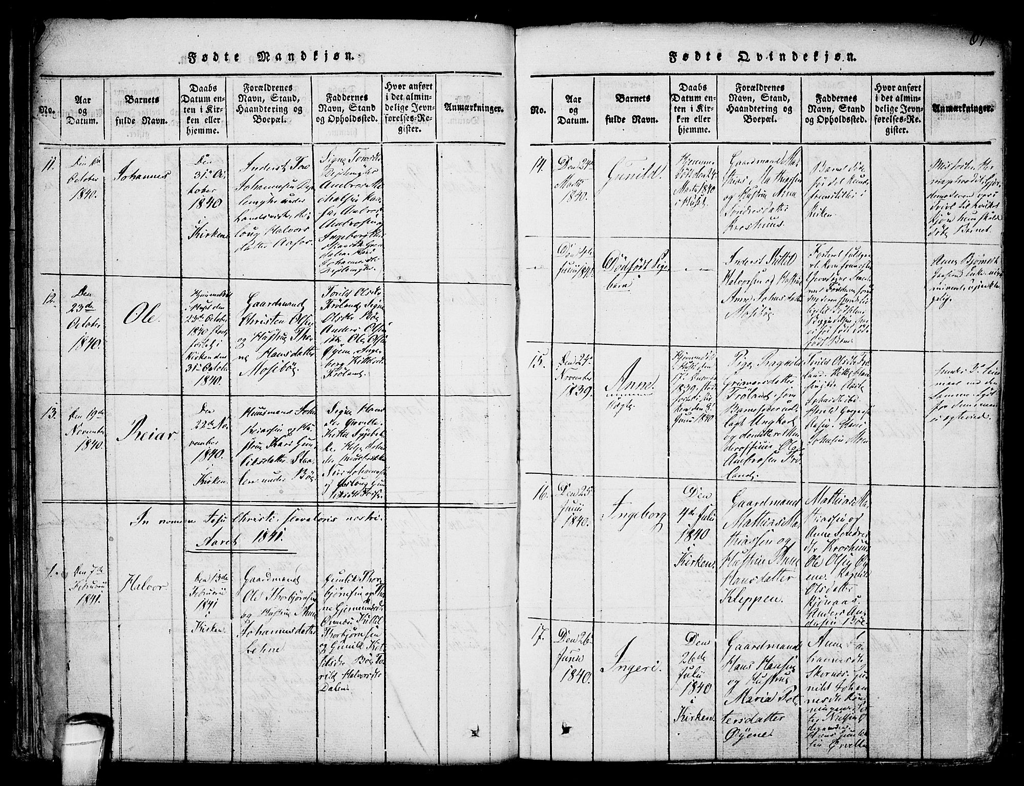 Hjartdal kirkebøker, SAKO/A-270/F/Fb/L0001: Parish register (official) no. II 1, 1815-1843, p. 67
