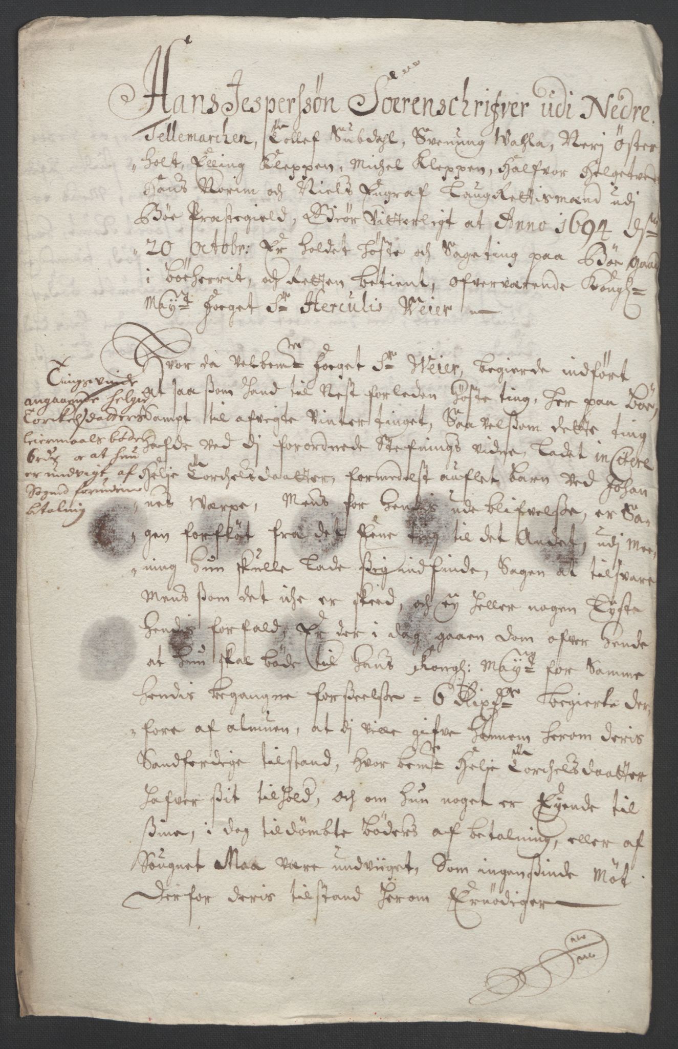 Rentekammeret inntil 1814, Reviderte regnskaper, Fogderegnskap, RA/EA-4092/R36/L2092: Fogderegnskap Øvre og Nedre Telemark og Bamble, 1694, p. 142