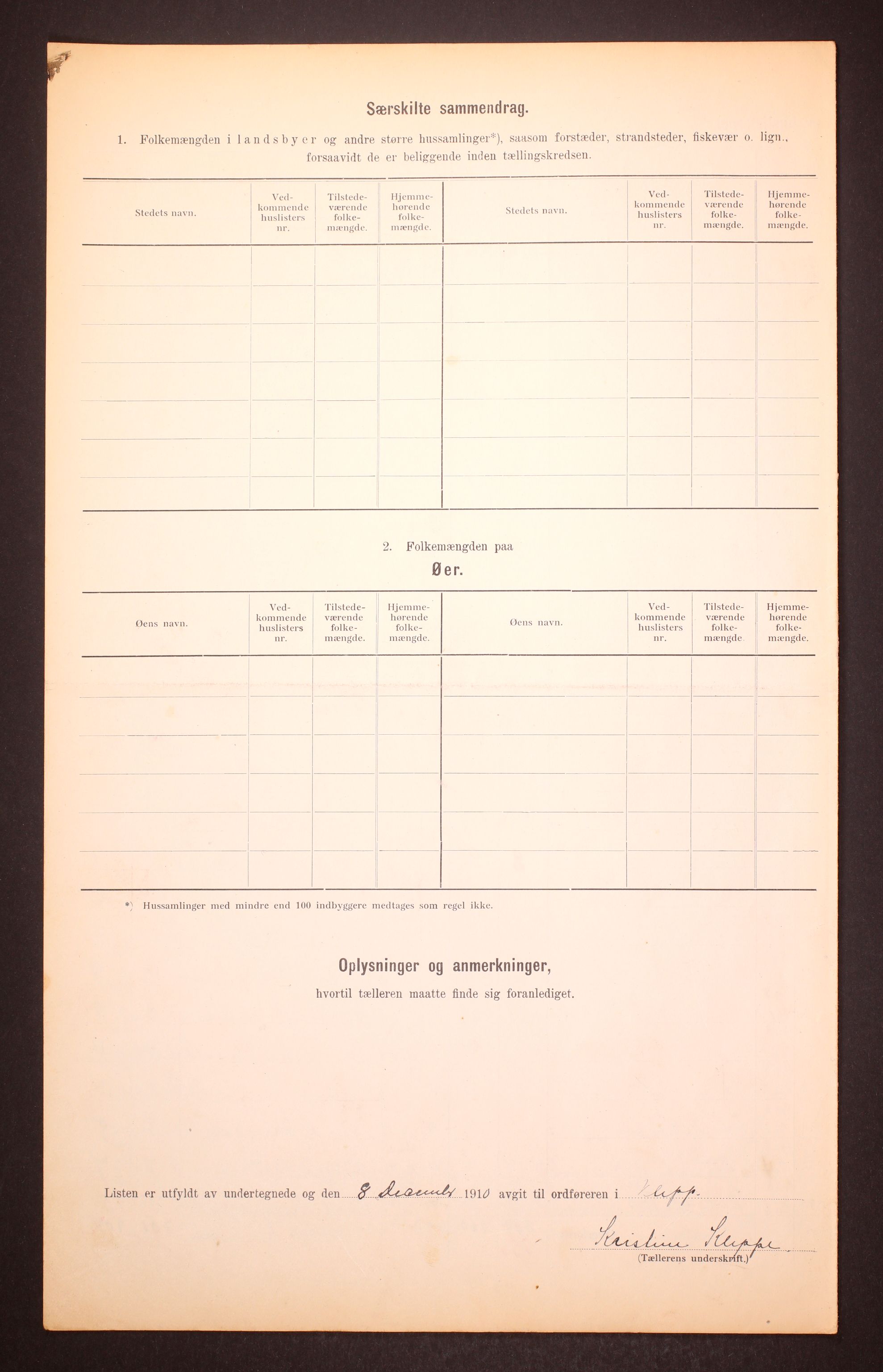 RA, 1910 census for Klepp, 1910, p. 6