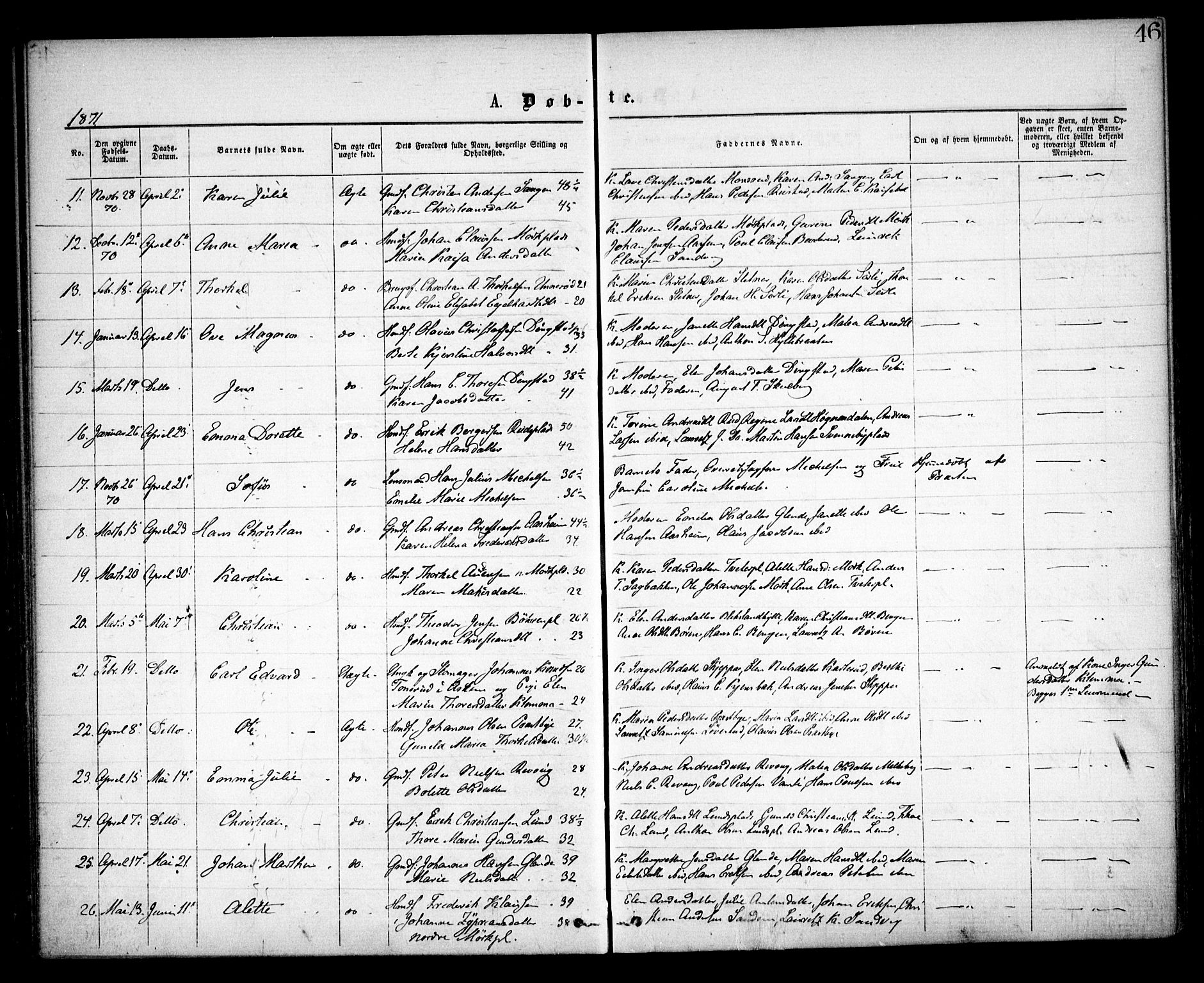 Spydeberg prestekontor Kirkebøker, AV/SAO-A-10924/F/Fa/L0006: Parish register (official) no. I 6, 1863-1874, p. 46