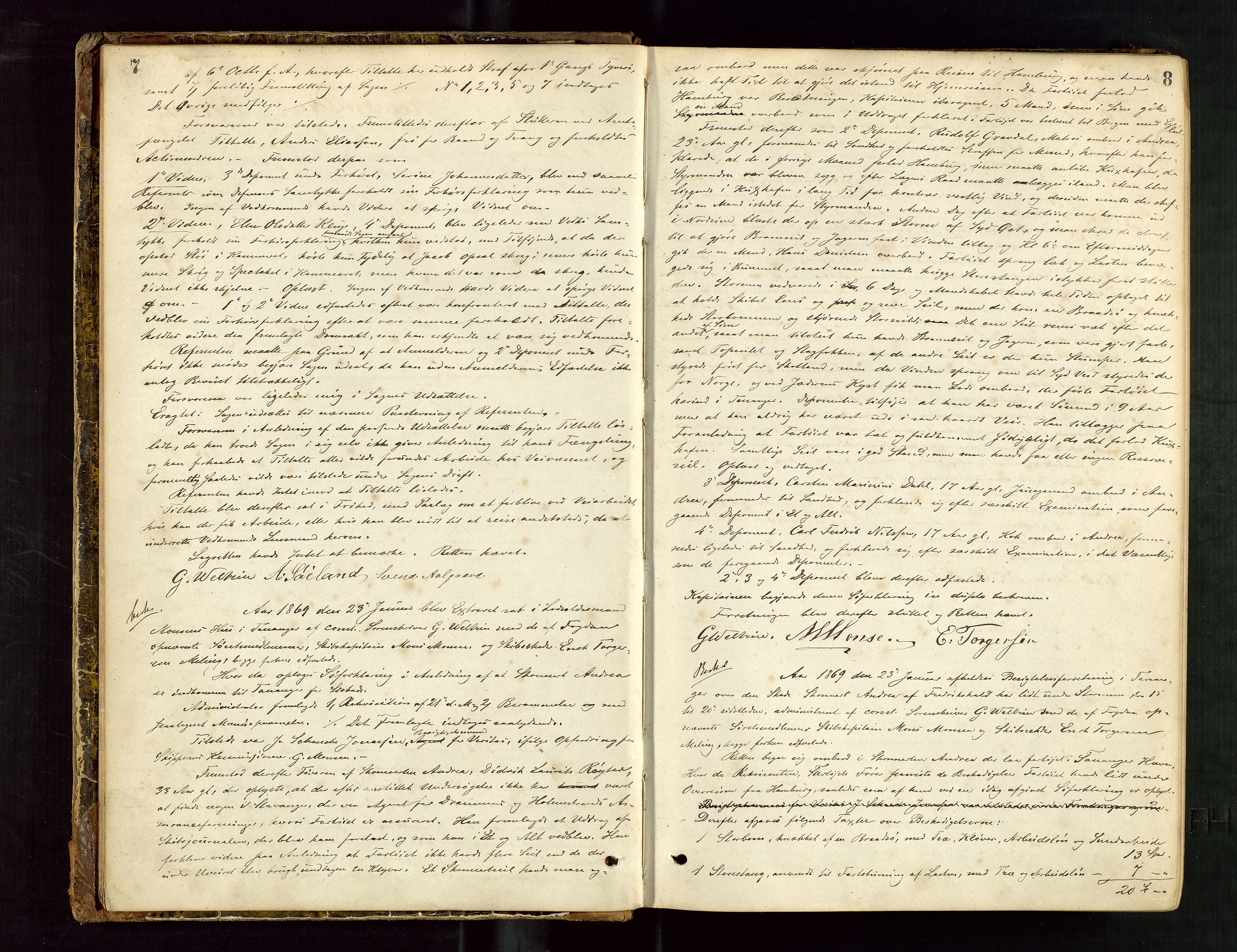 Jæren sorenskriveri, AV/SAST-A-100310/01/3/30/30BB/L0003: Ekstrarettsprotokoll 11, 1869-1874, p. 7-8
