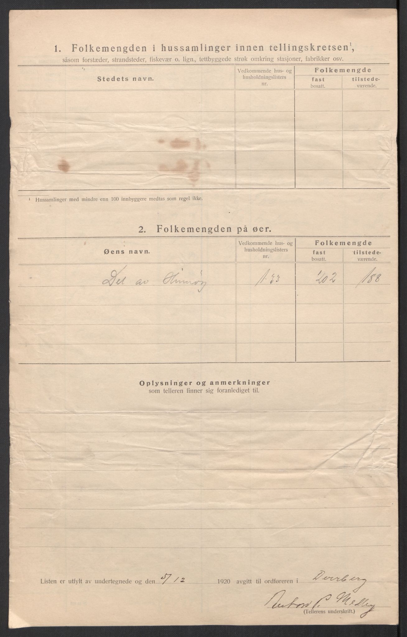 SAT, 1920 census for Dverberg, 1920, p. 56