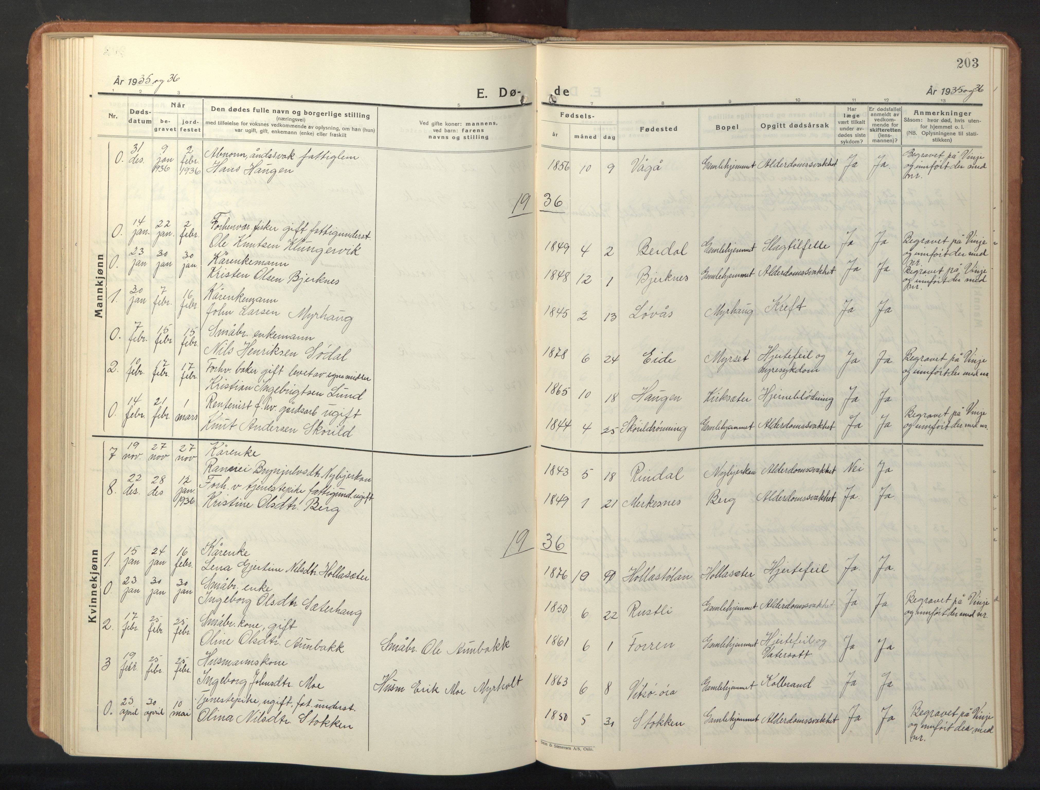 Ministerialprotokoller, klokkerbøker og fødselsregistre - Sør-Trøndelag, SAT/A-1456/630/L0508: Parish register (copy) no. 630C06, 1933-1950, p. 203