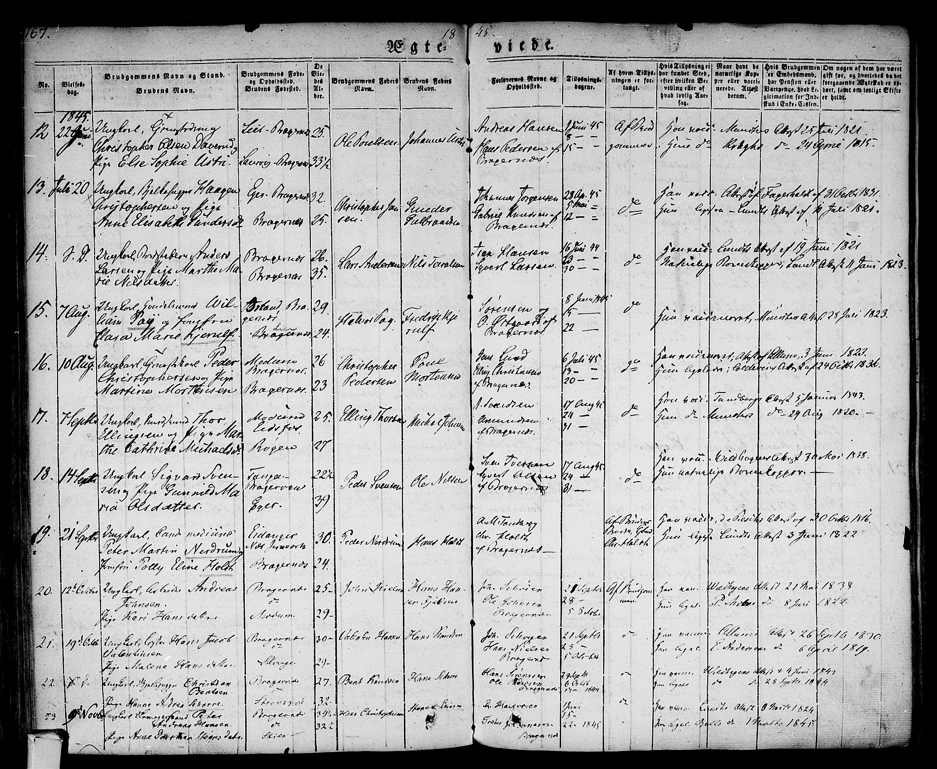 Bragernes kirkebøker, AV/SAKO-A-6/F/Fc/L0001: Parish register (official) no. III 1, 1830-1853, p. 167