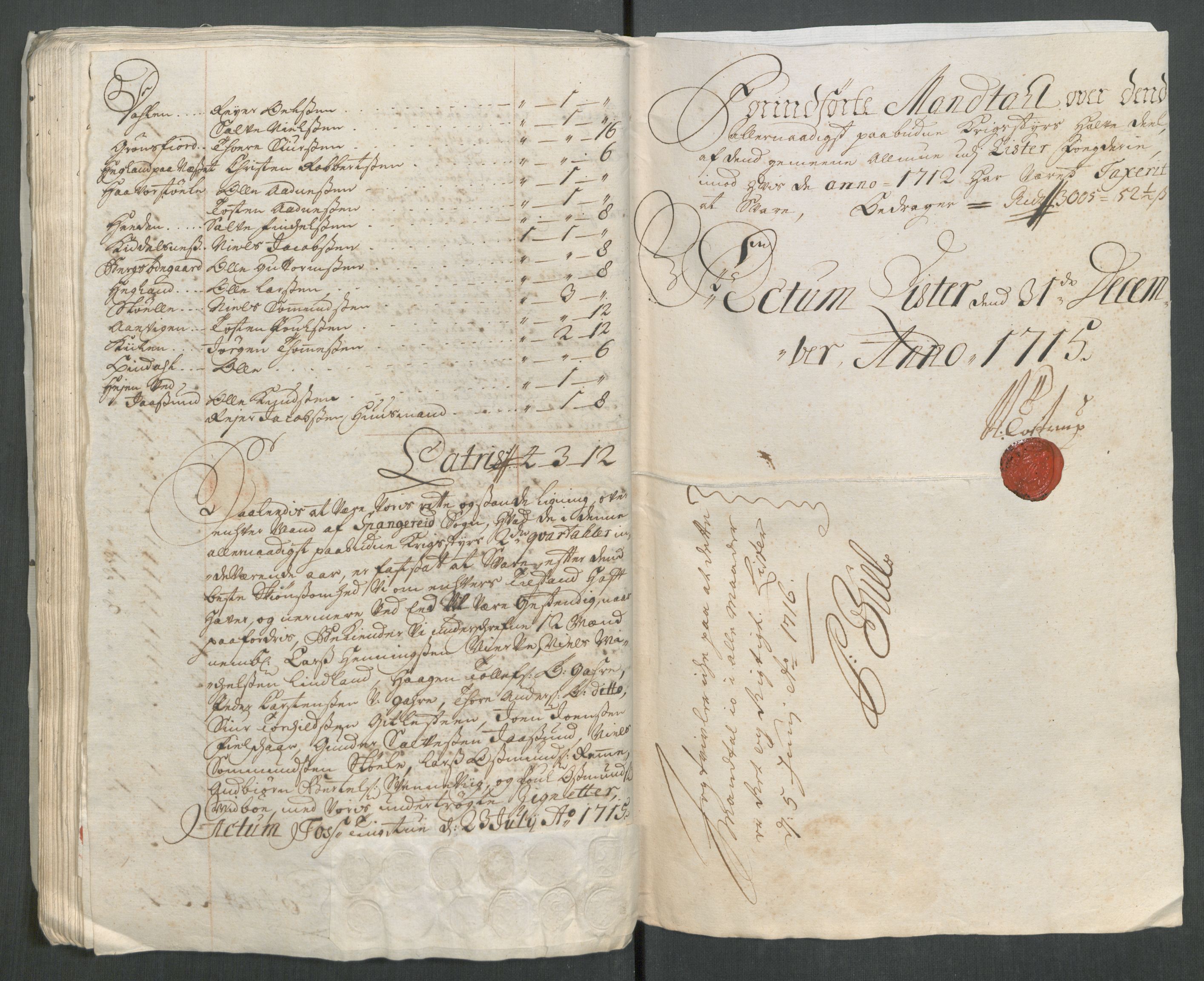 Rentekammeret inntil 1814, Reviderte regnskaper, Fogderegnskap, RA/EA-4092/R43/L2559: Fogderegnskap Lista og Mandal, 1715, p. 131