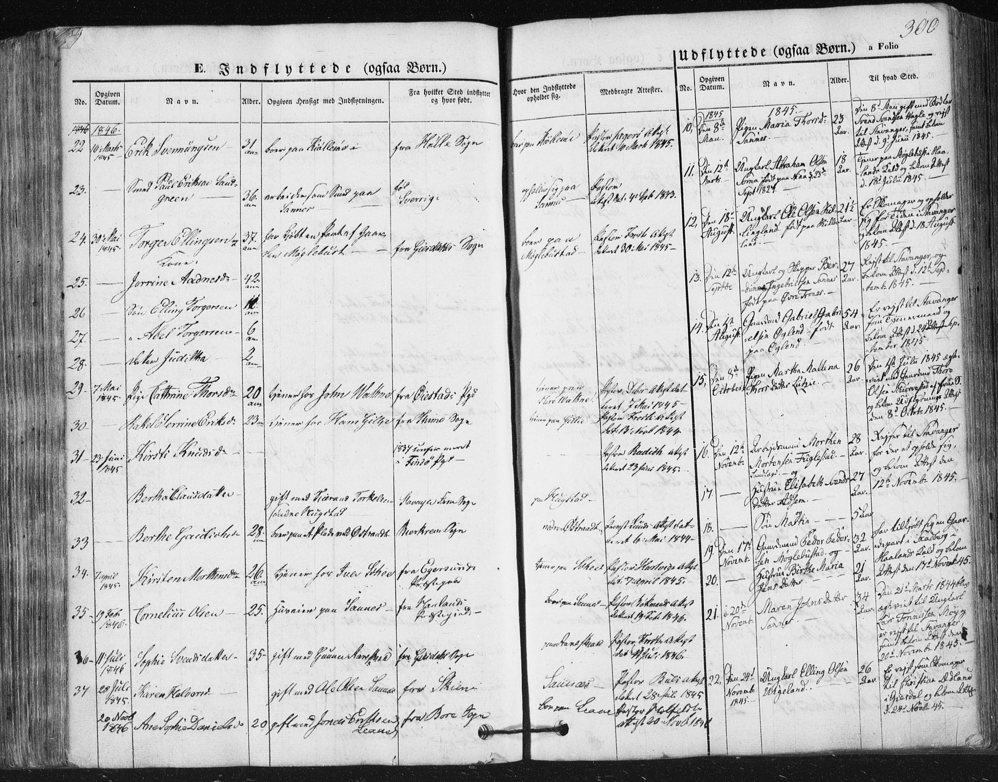 Høyland sokneprestkontor, SAST/A-101799/001/30BA/L0008: Parish register (official) no. A 8, 1841-1856, p. 300