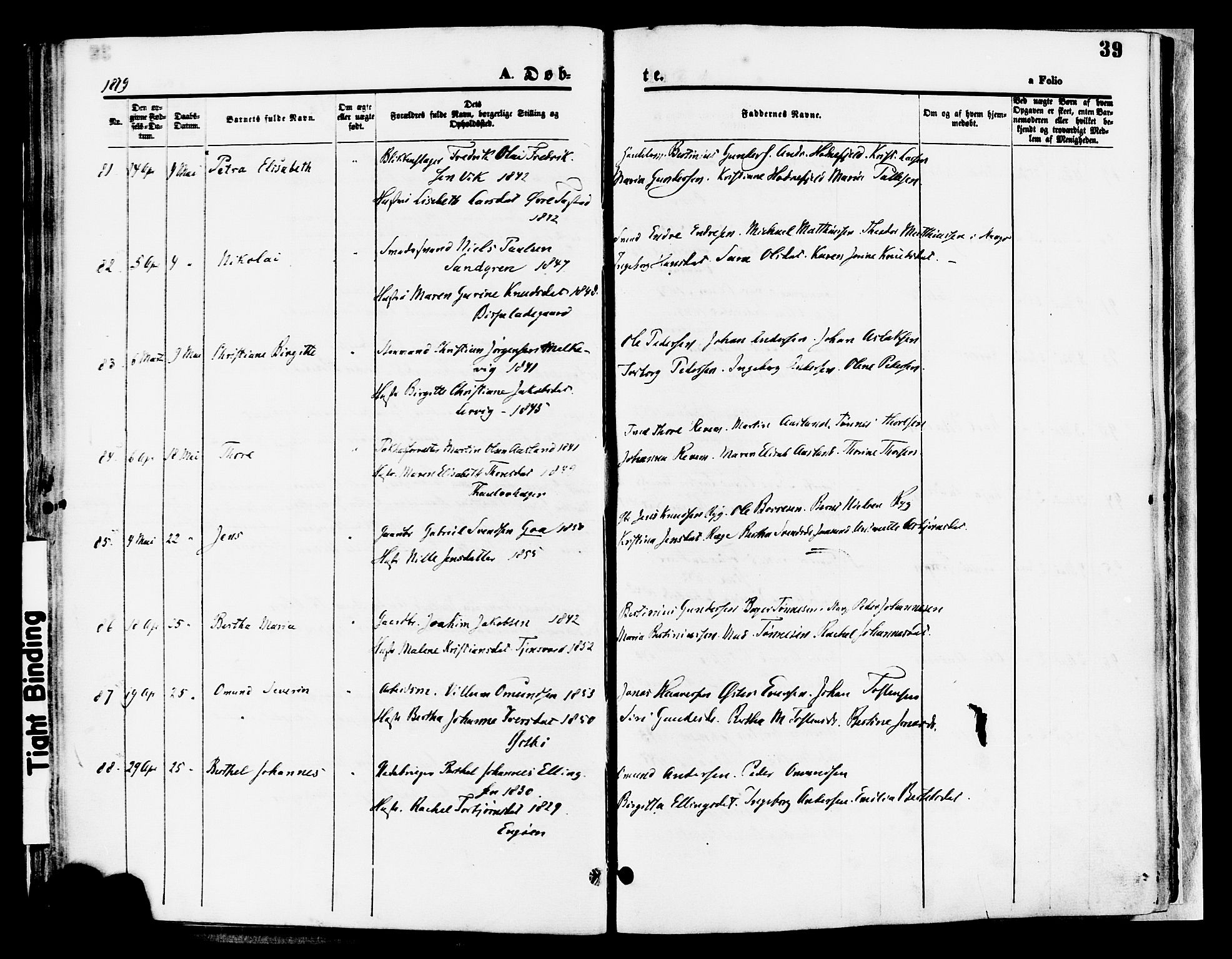 Hetland sokneprestkontor, AV/SAST-A-101826/30/30BA/L0008: Parish register (official) no. A 8, 1877-1884, p. 39