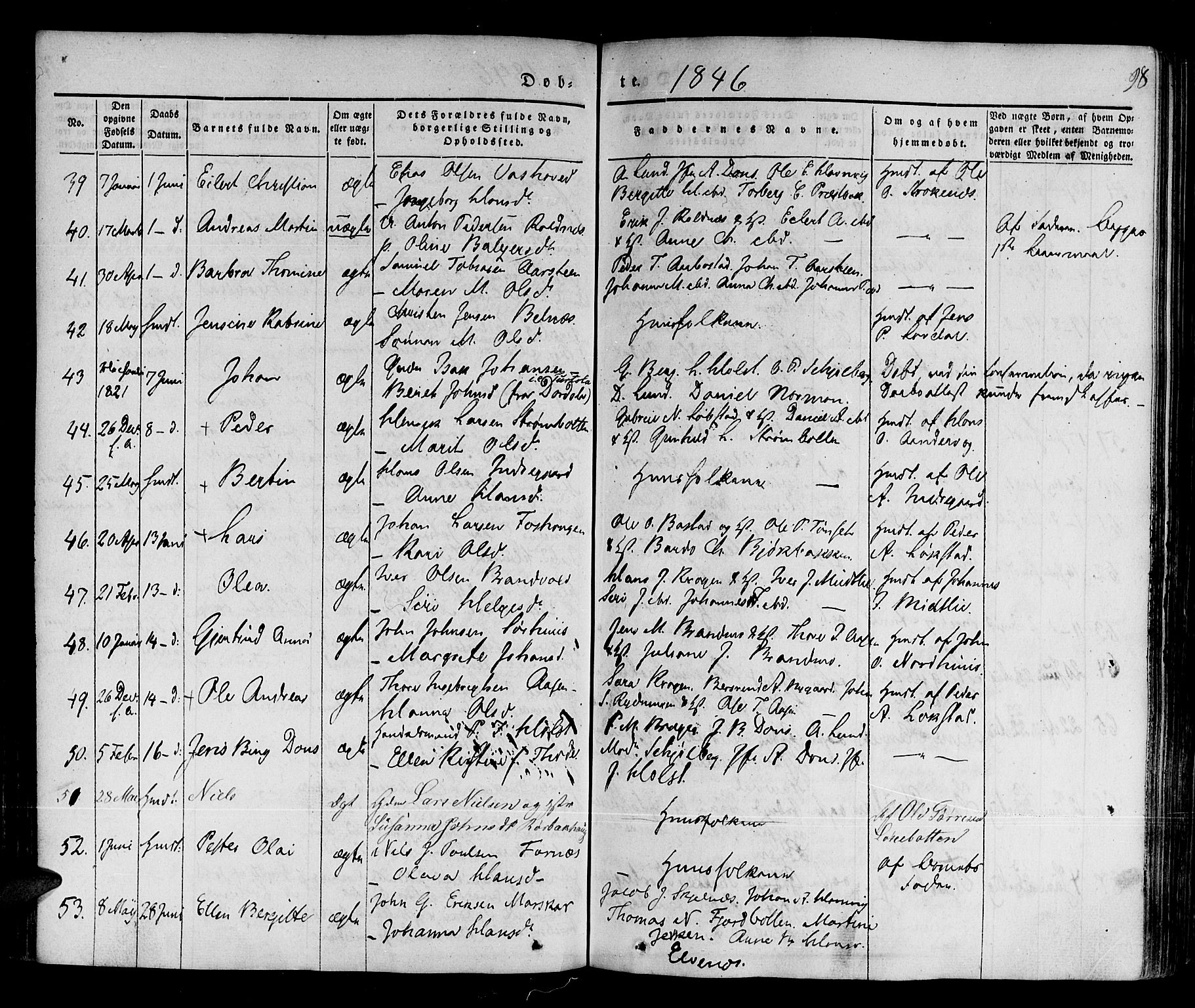 Ibestad sokneprestembete, AV/SATØ-S-0077/H/Ha/Haa/L0006kirke: Parish register (official) no. 6, 1837-1850, p. 98