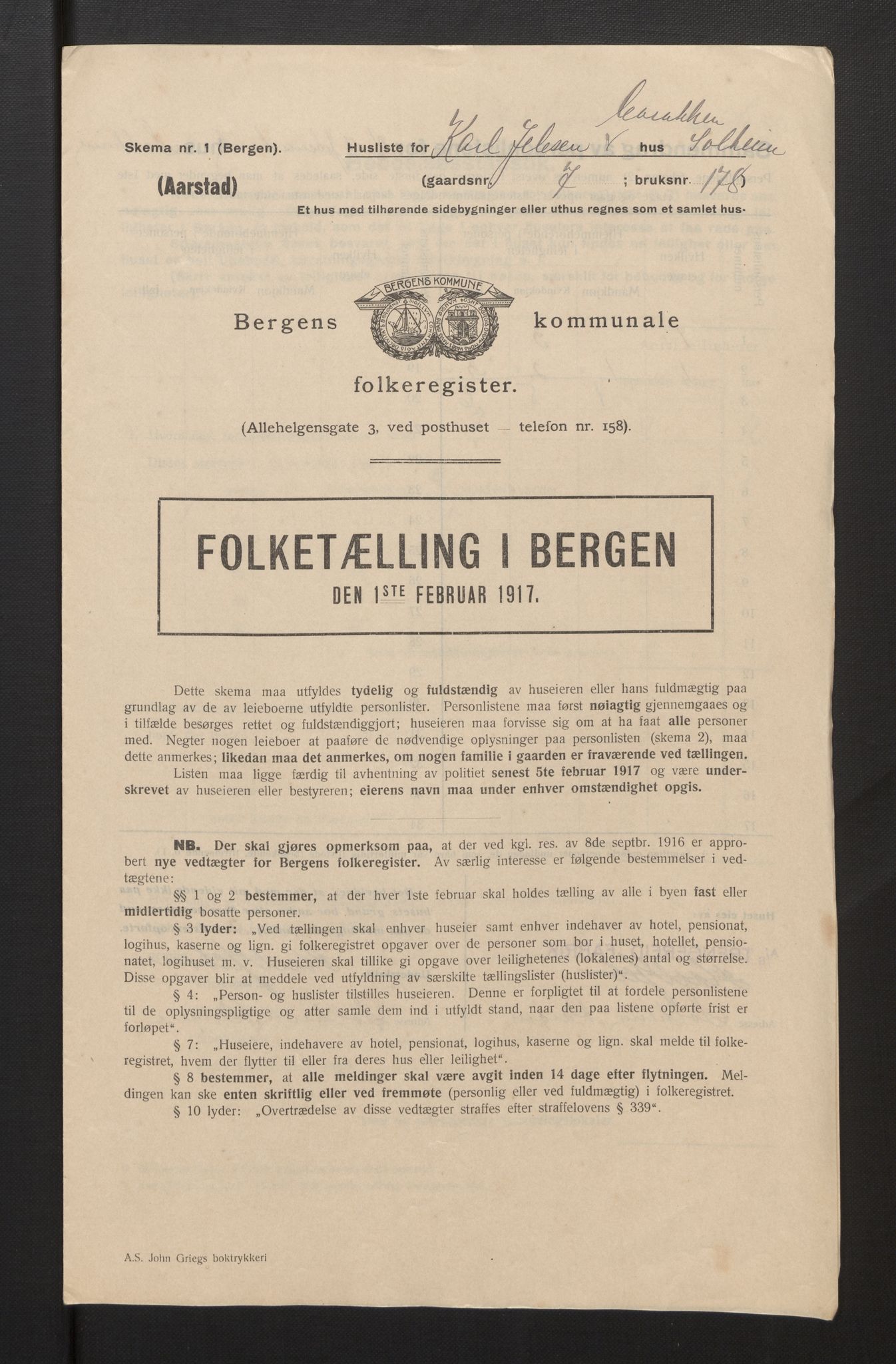 SAB, Municipal Census 1917 for Bergen, 1917, p. 49492