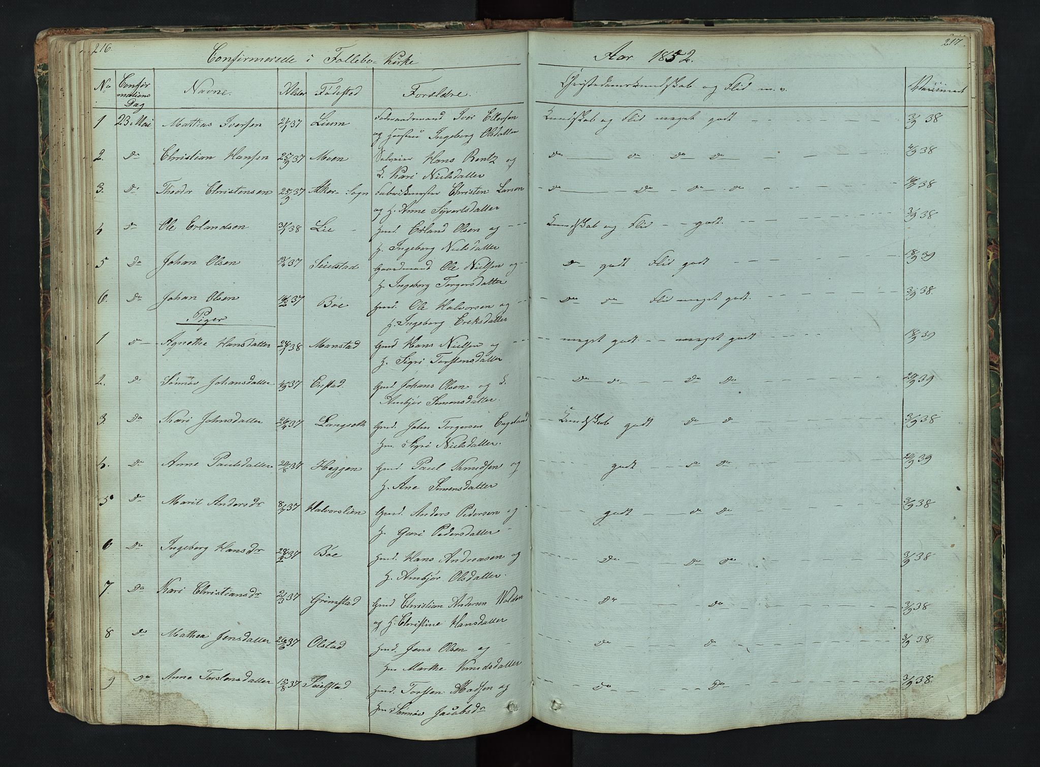 Gausdal prestekontor, SAH/PREST-090/H/Ha/Hab/L0006: Parish register (copy) no. 6, 1846-1893, p. 216-217