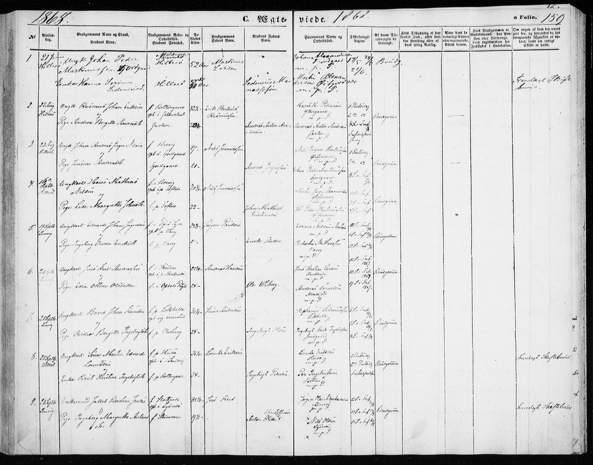 Lenvik sokneprestembete, SATØ/S-1310/H/Ha/Haa/L0009kirke: Parish register (official) no. 9, 1866-1873, p. 159