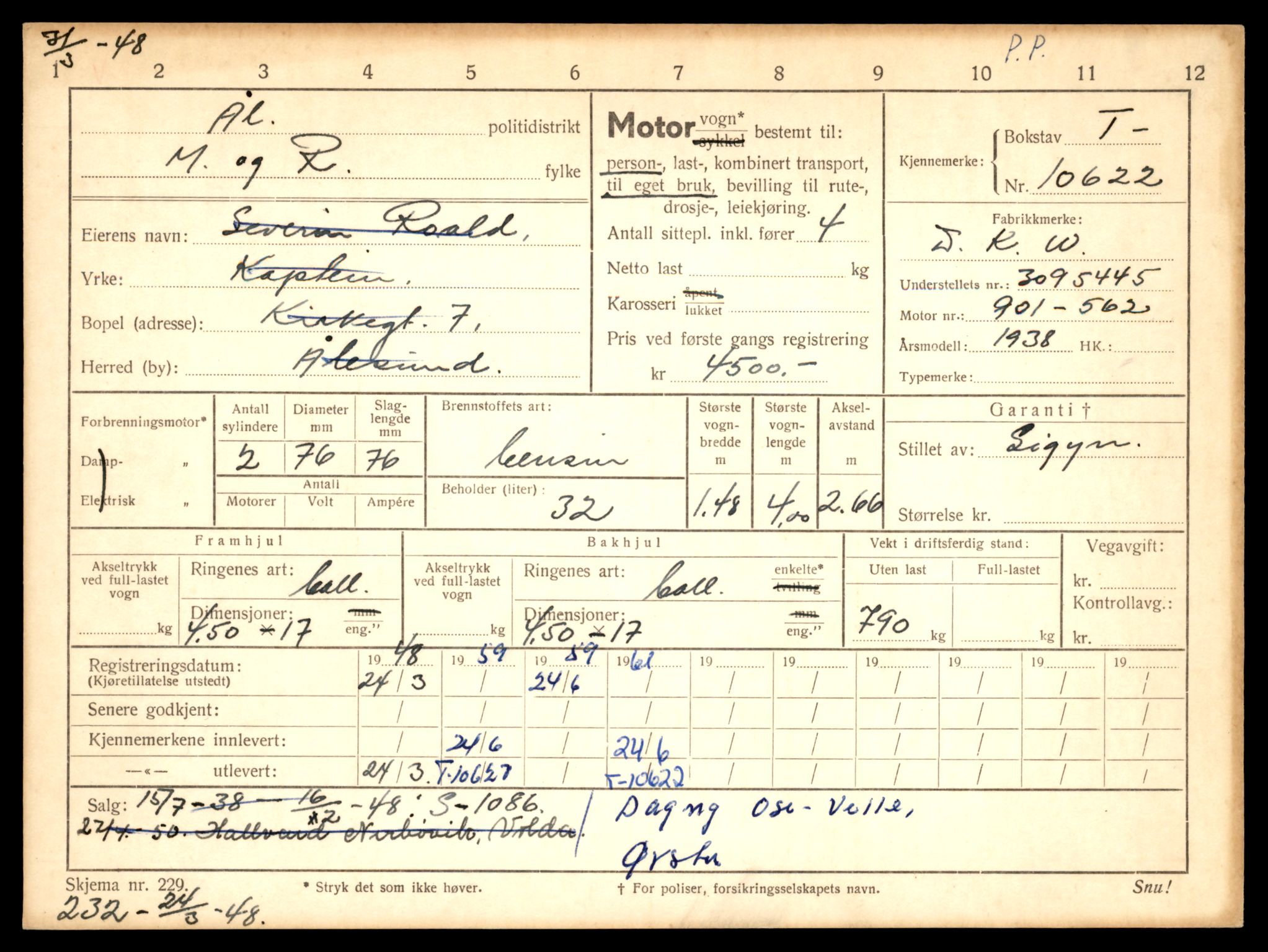 Møre og Romsdal vegkontor - Ålesund trafikkstasjon, AV/SAT-A-4099/F/Fe/L0022: Registreringskort for kjøretøy T 10584 - T 10694, 1927-1998, p. 1219