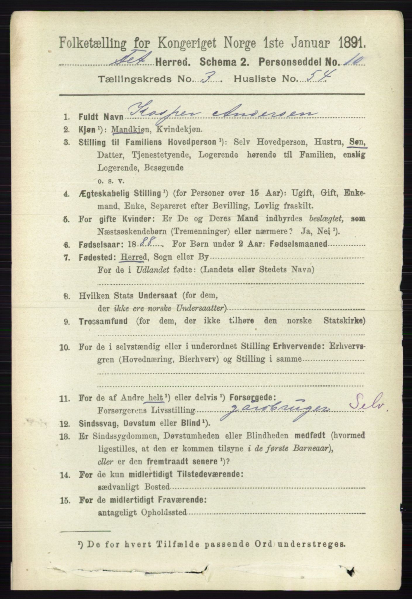 RA, 1891 census for 0227 Fet, 1891, p. 1224