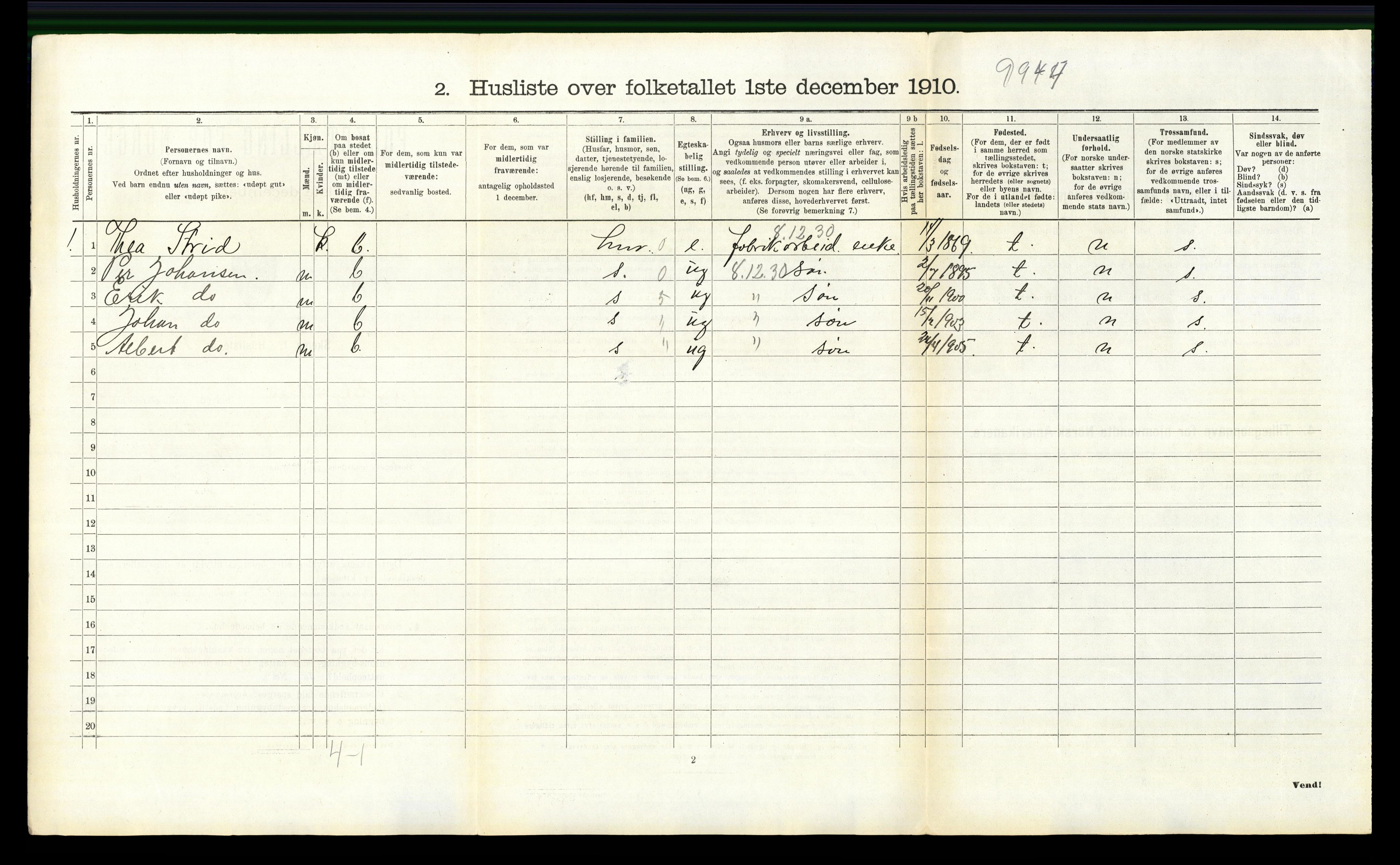 RA, 1910 census for Modum, 1910, p. 3695