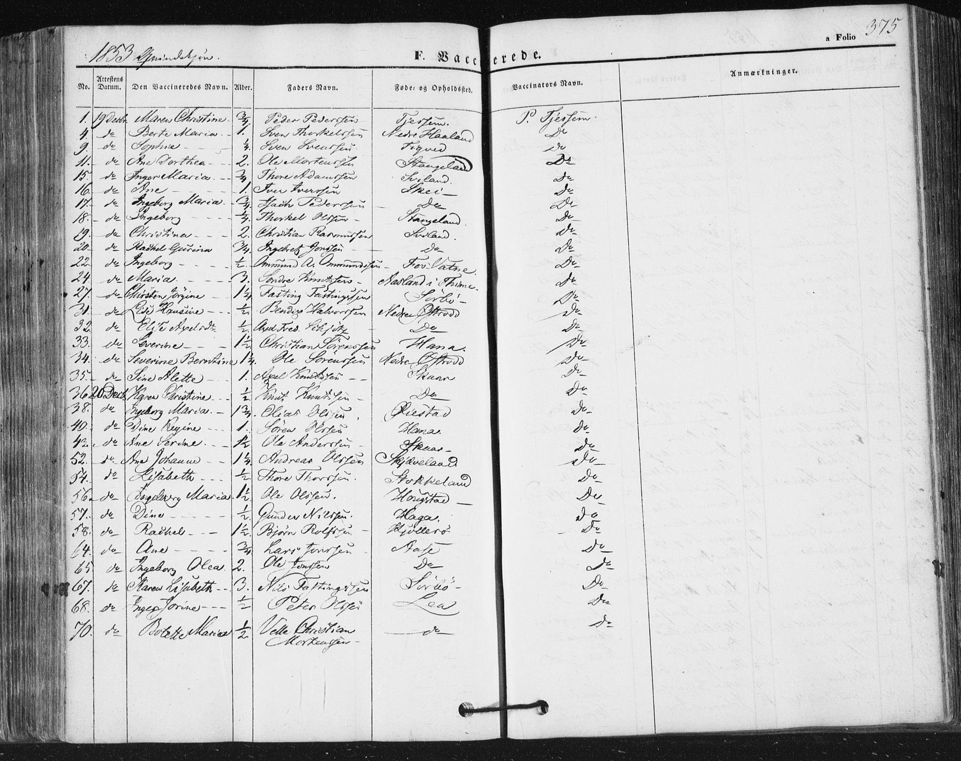 Høyland sokneprestkontor, AV/SAST-A-101799/001/30BA/L0008: Parish register (official) no. A 8, 1841-1856, p. 375