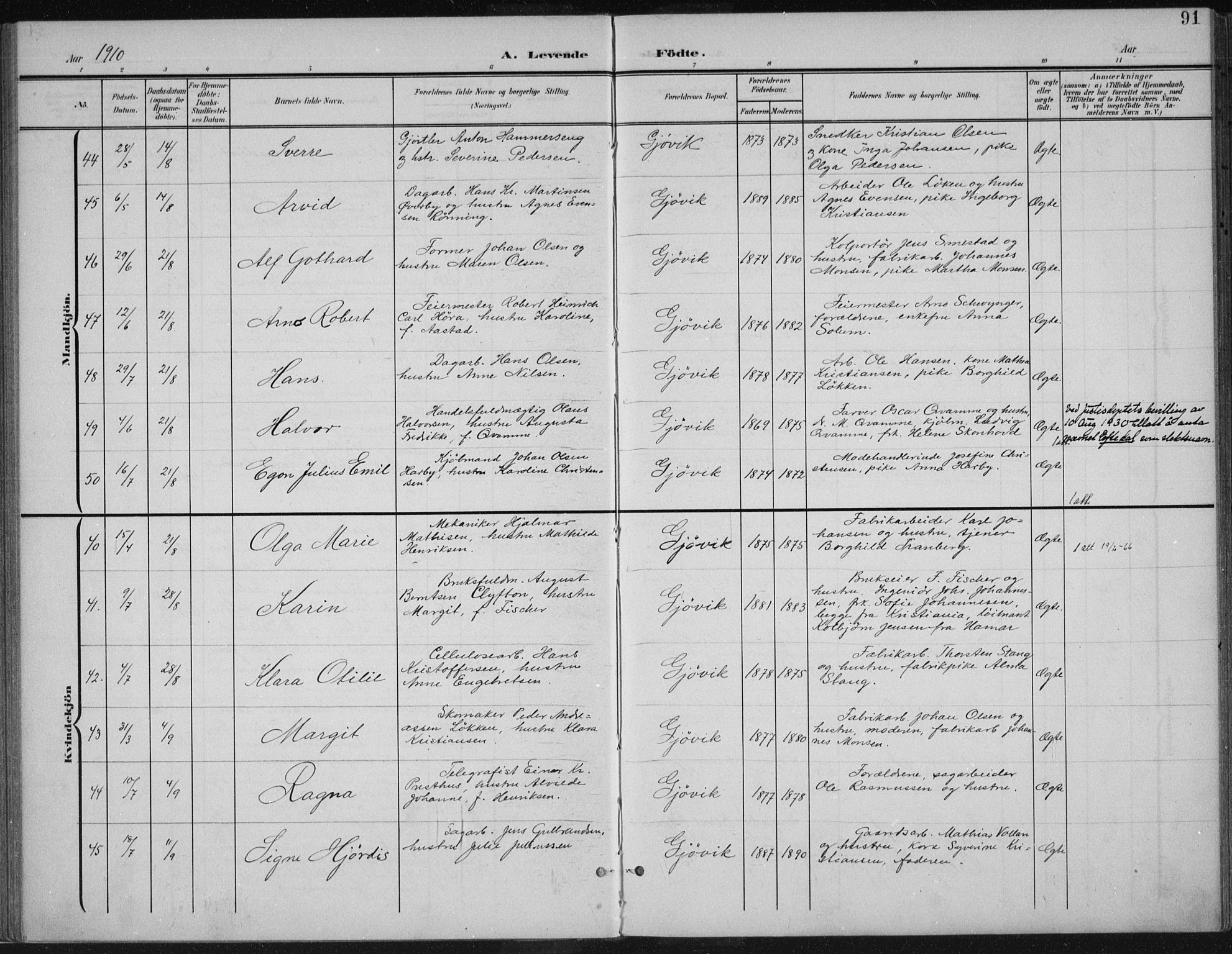 Vardal prestekontor, AV/SAH-PREST-100/H/Ha/Haa/L0013: Parish register (official) no. 13, 1901-1911, p. 91