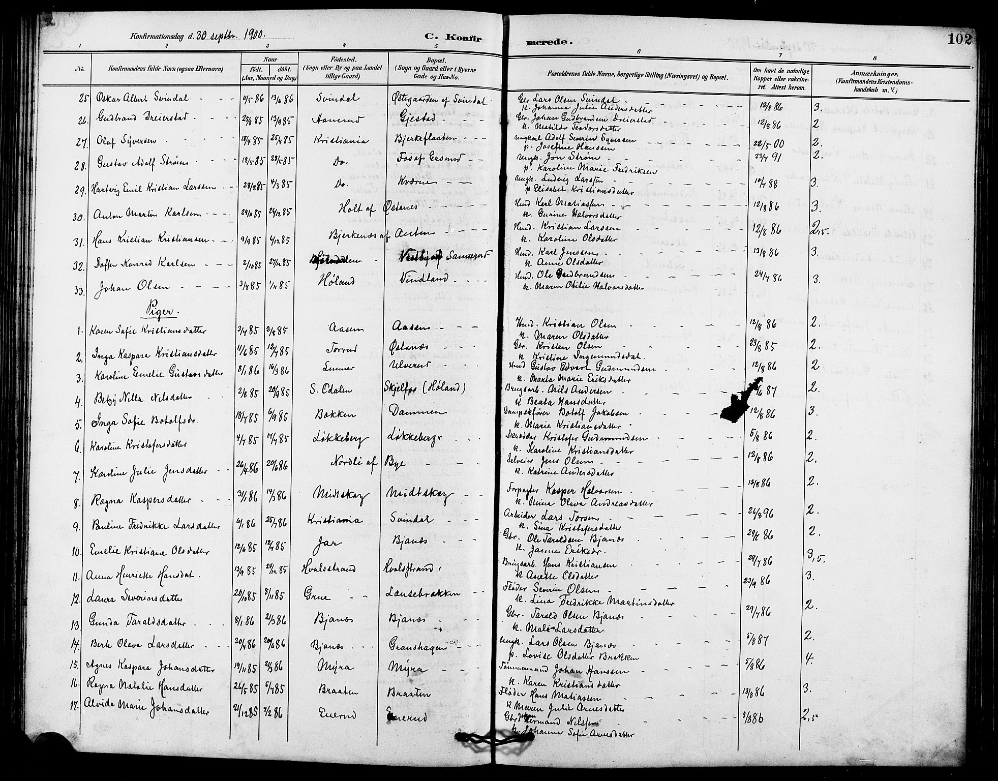 Fet prestekontor Kirkebøker, SAO/A-10370a/G/Ga/L0007: Parish register (copy) no. I 7, 1892-1906, p. 102