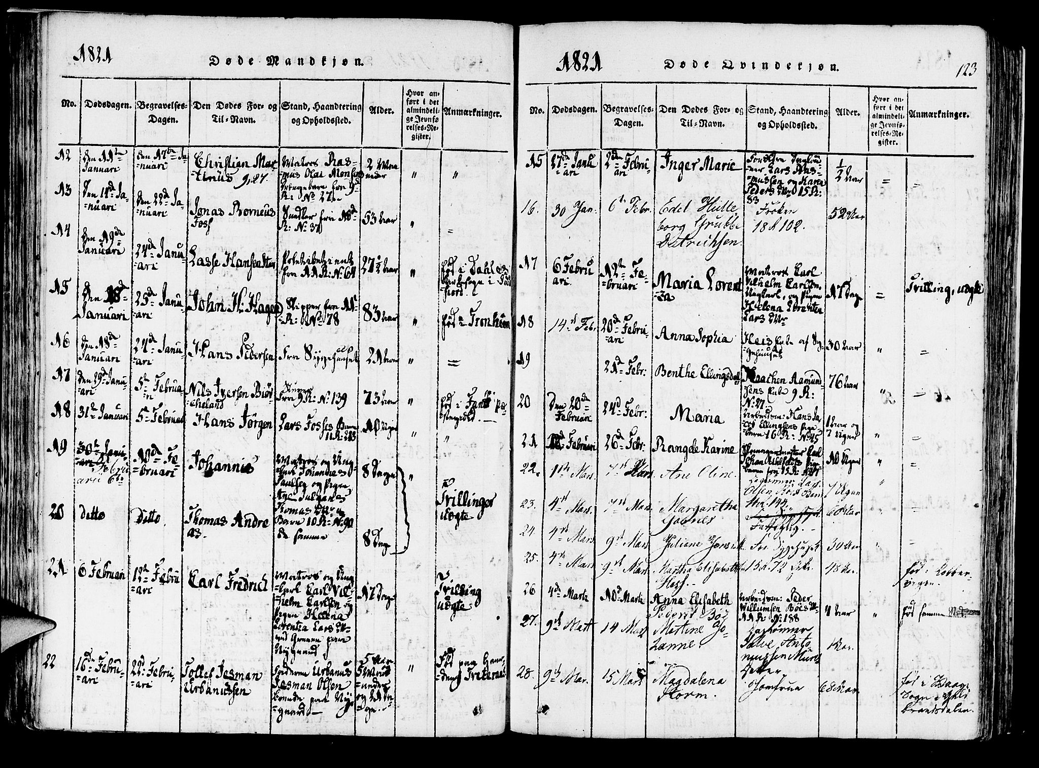 Domkirken sokneprestembete, AV/SAB-A-74801/H/Haa/L0010: Parish register (official) no. A 10, 1816-1821, p. 123