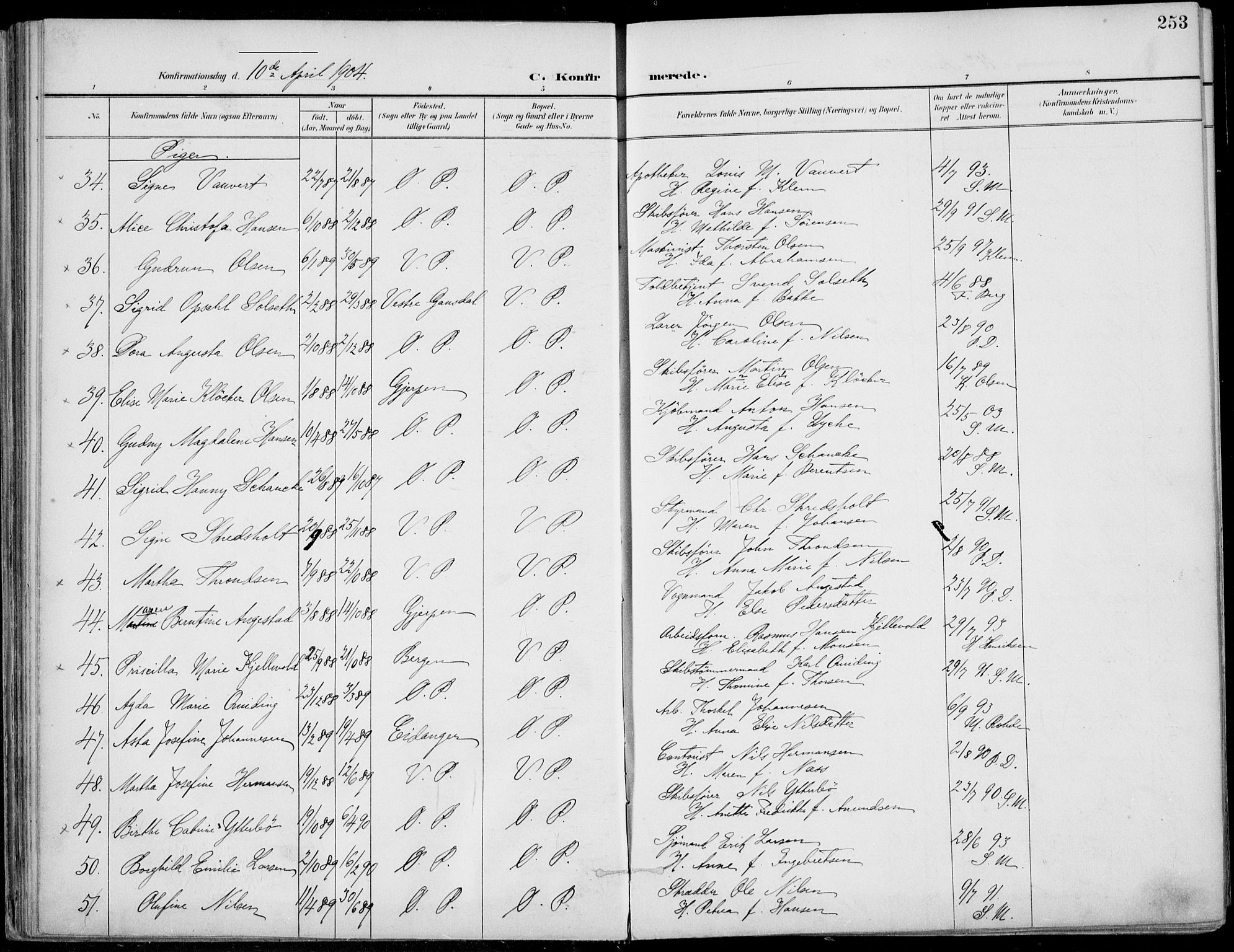 Porsgrunn kirkebøker , AV/SAKO-A-104/F/Fa/L0011: Parish register (official) no. 11, 1895-1919, p. 253