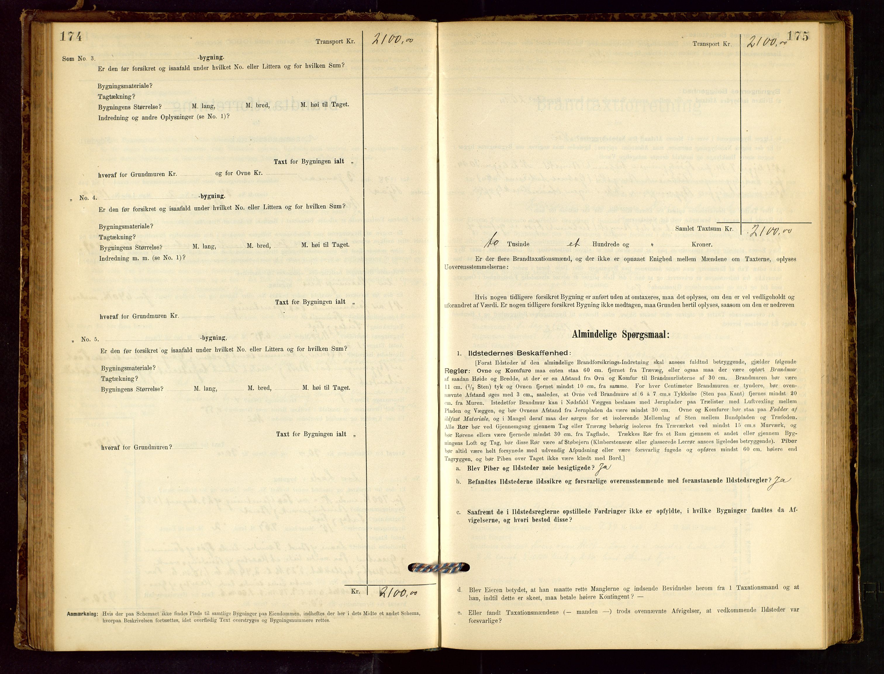 Håland lensmannskontor, AV/SAST-A-100100/Gob/L0001: Branntakstprotokoll - skjematakst. Register i boken., 1894-1902, p. 174-175