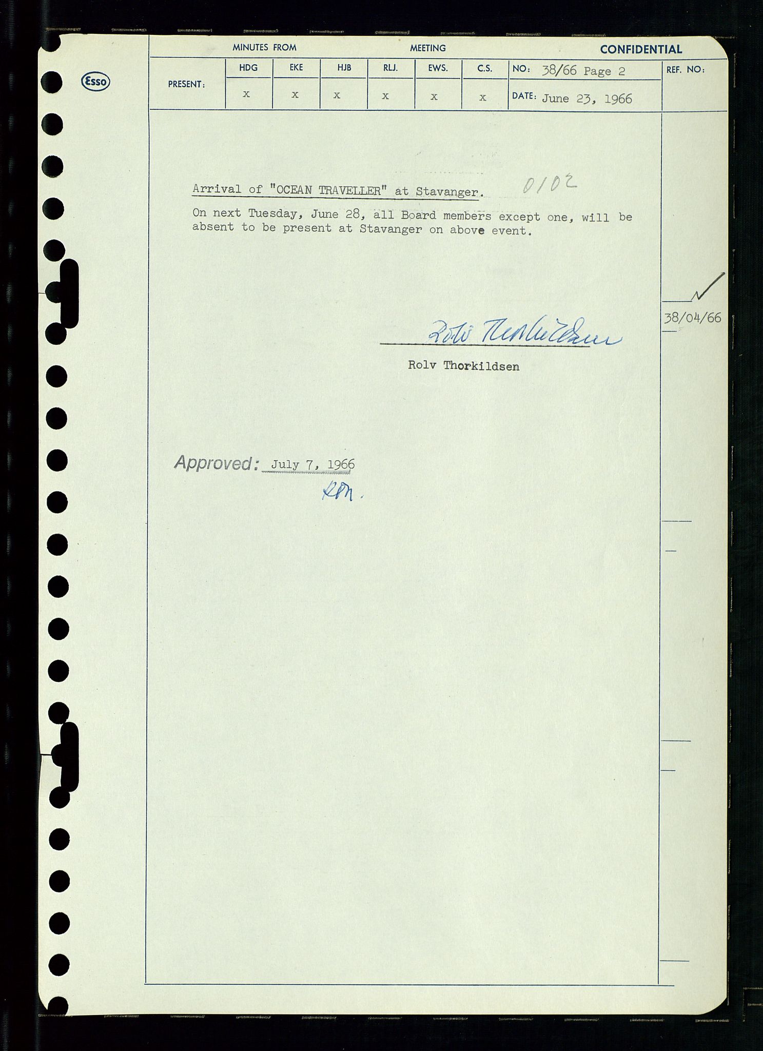 Pa 0982 - Esso Norge A/S, AV/SAST-A-100448/A/Aa/L0002/0002: Den administrerende direksjon Board minutes (styrereferater) / Den administrerende direksjon Board minutes (styrereferater), 1966, p. 80