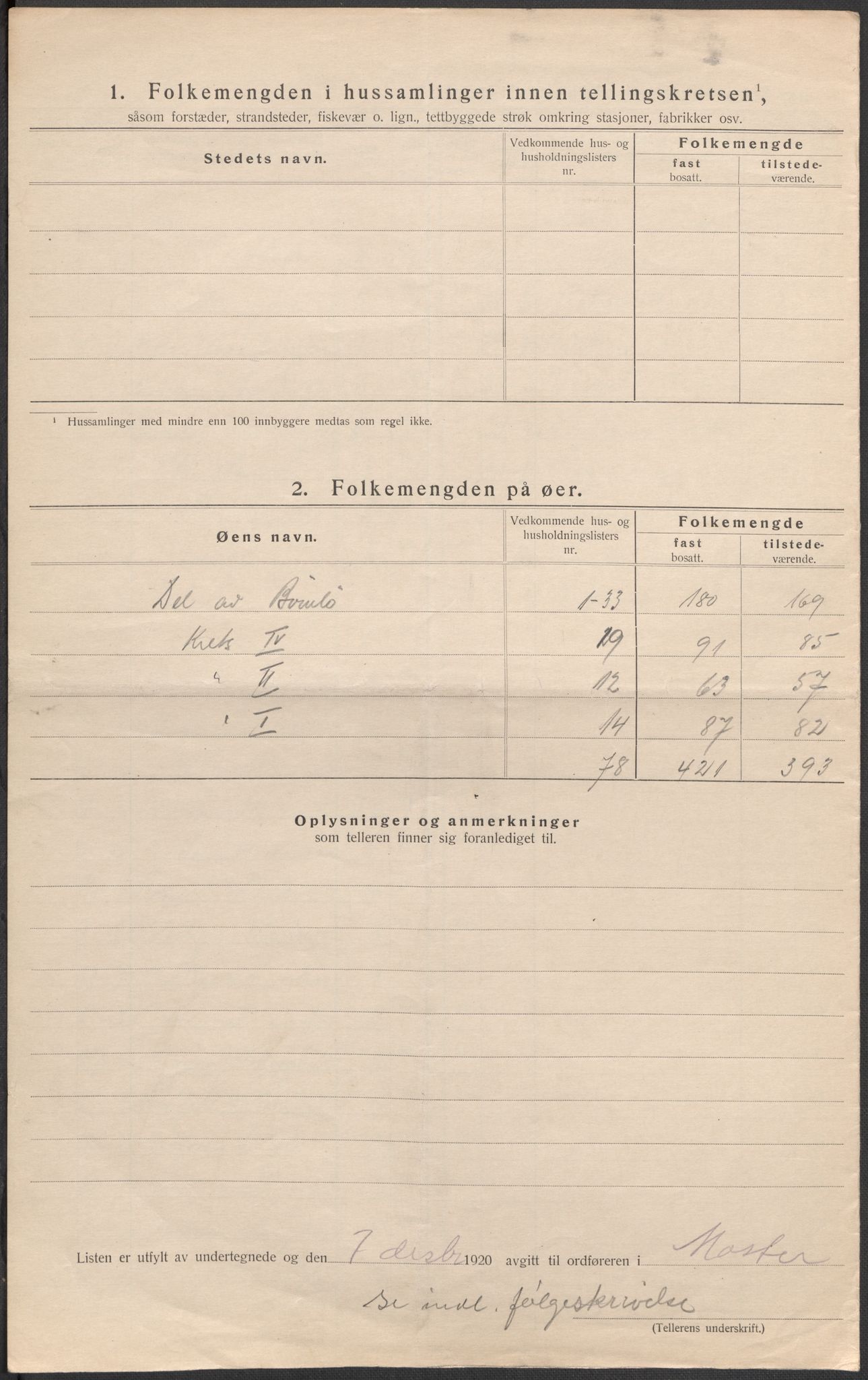 SAB, 1920 census for Moster, 1920, p. 14