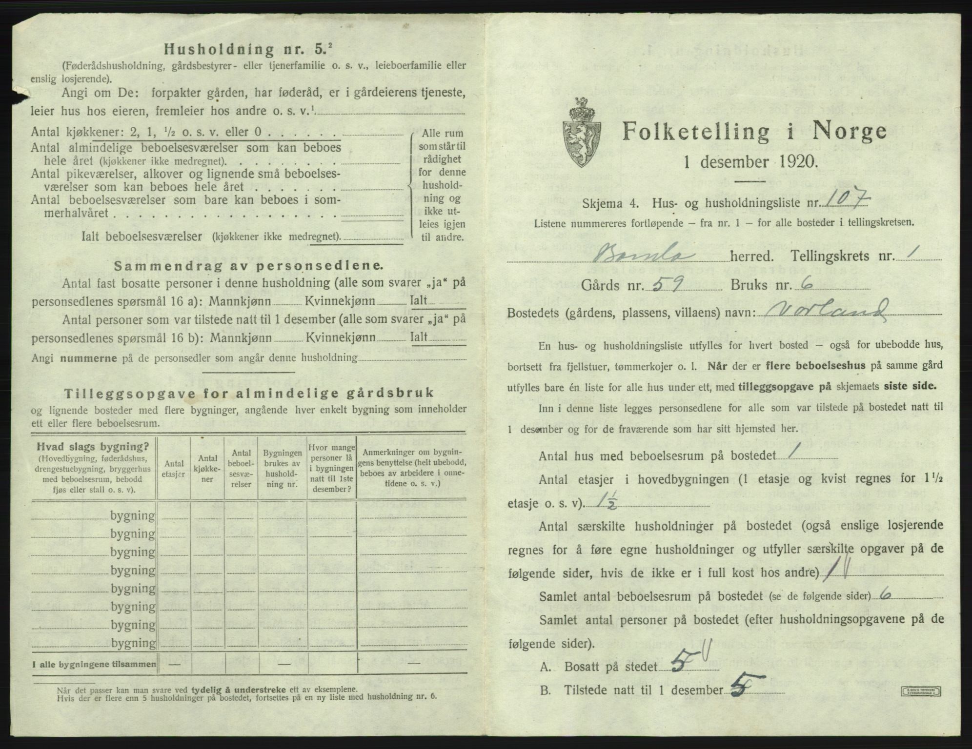 SAB, 1920 census for Bømlo, 1920, p. 234