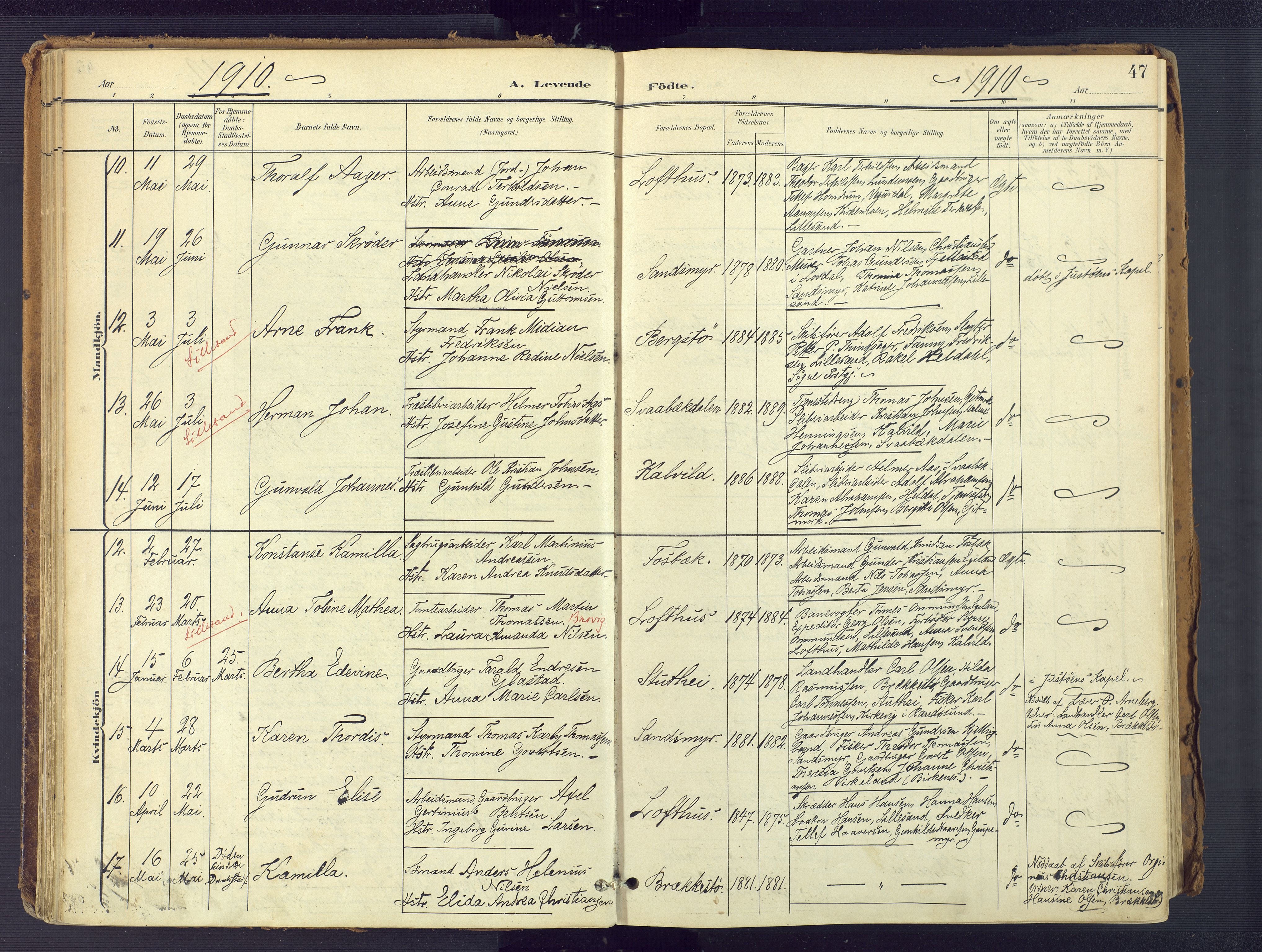 Vestre Moland sokneprestkontor, SAK/1111-0046/F/Fa/Fab/L0010: Parish register (official) no. A 10, 1900-1926, p. 47