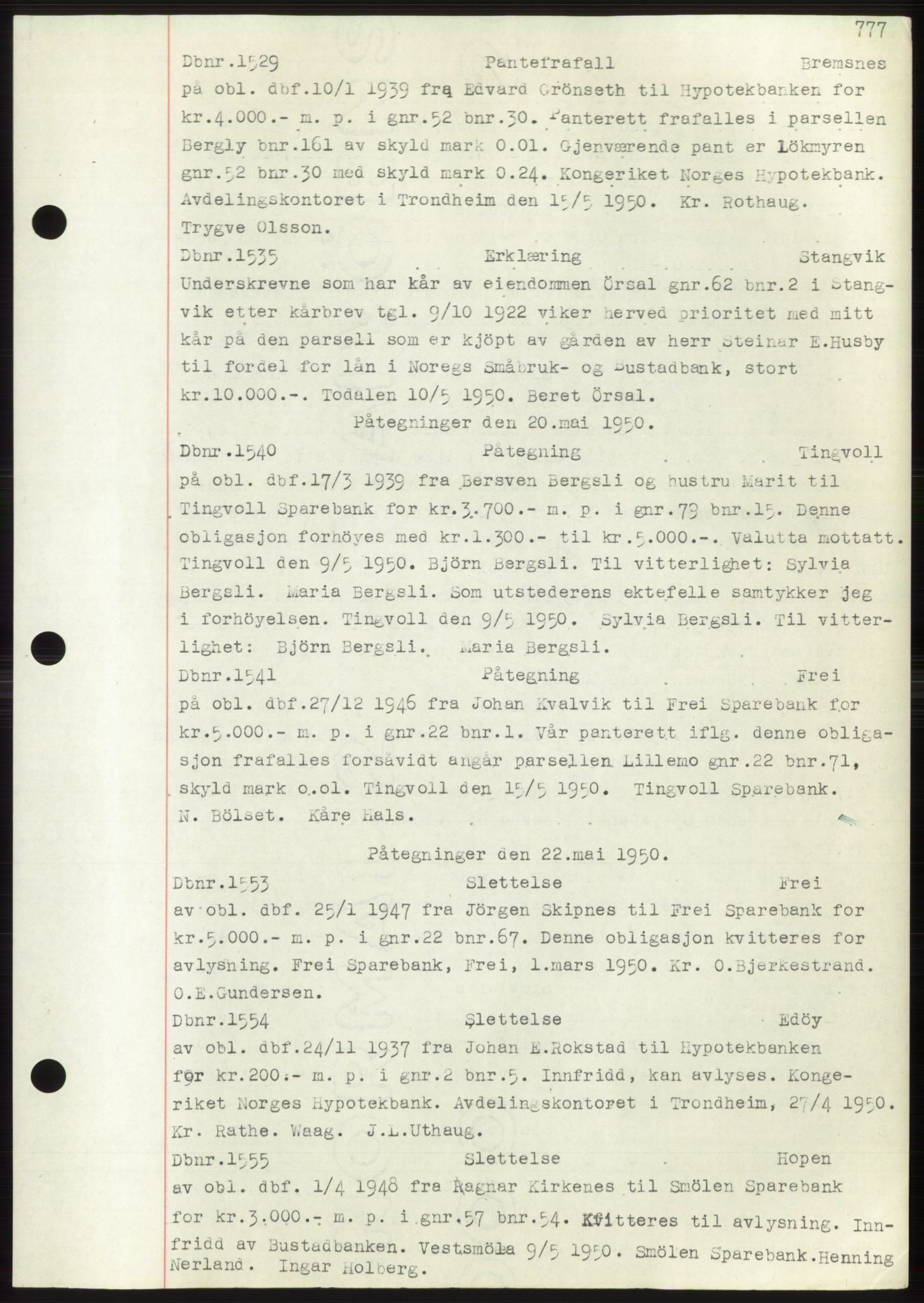 Nordmøre sorenskriveri, SAT/A-4132/1/2/2Ca: Mortgage book no. C82b, 1946-1951, Diary no: : 1529/1950