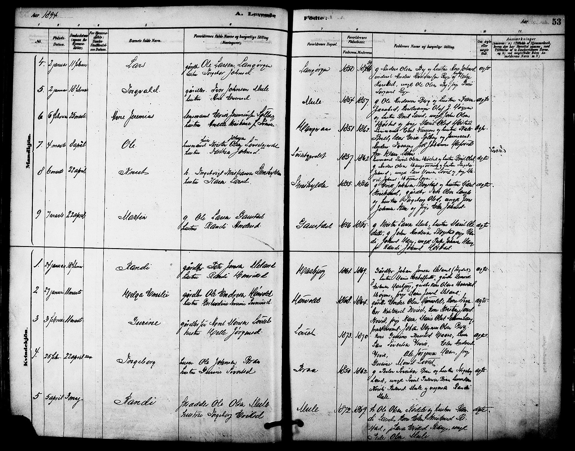 Ministerialprotokoller, klokkerbøker og fødselsregistre - Sør-Trøndelag, AV/SAT-A-1456/612/L0378: Parish register (official) no. 612A10, 1878-1897, p. 53