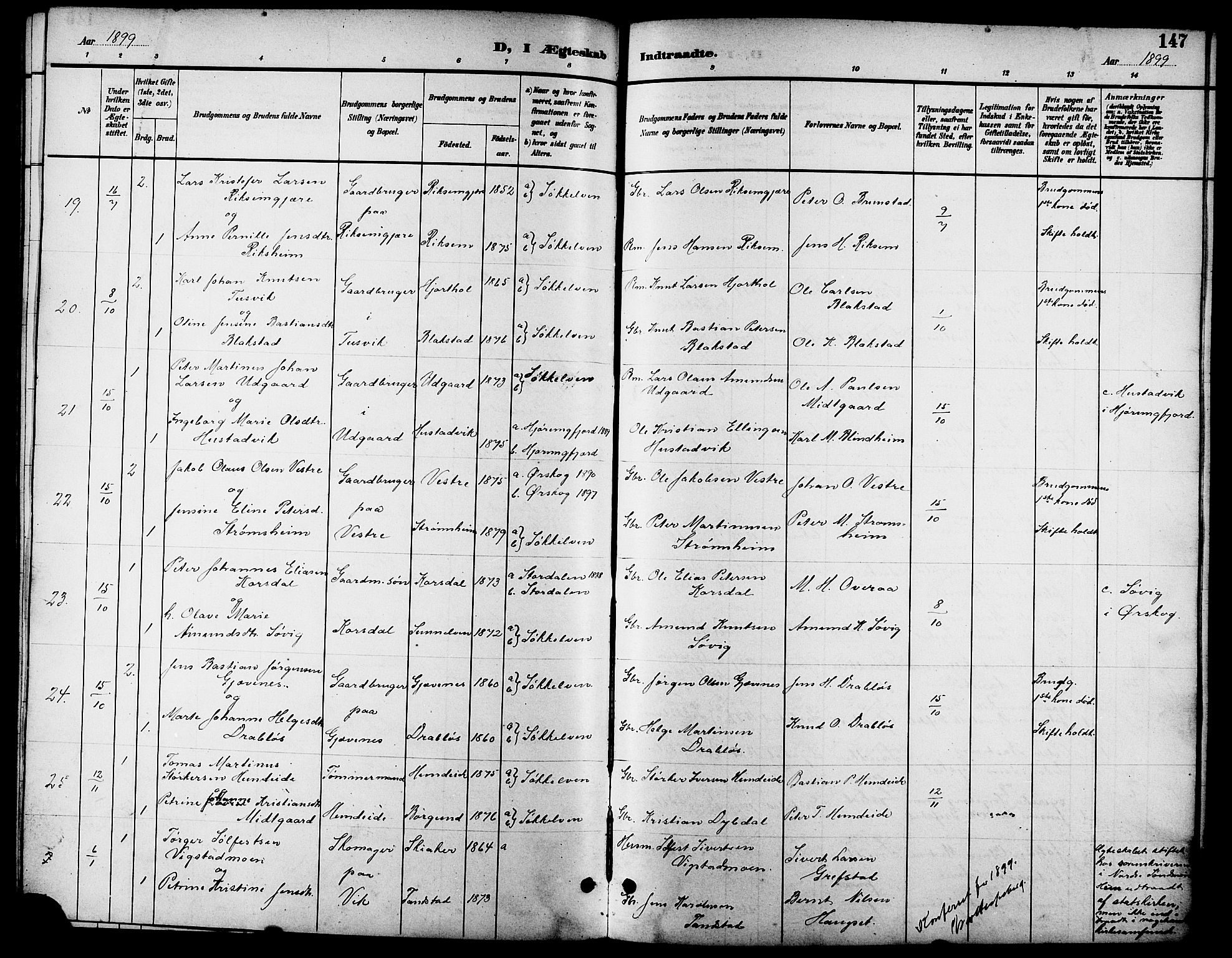 Ministerialprotokoller, klokkerbøker og fødselsregistre - Møre og Romsdal, AV/SAT-A-1454/523/L0340: Parish register (copy) no. 523C03, 1892-1902, p. 147