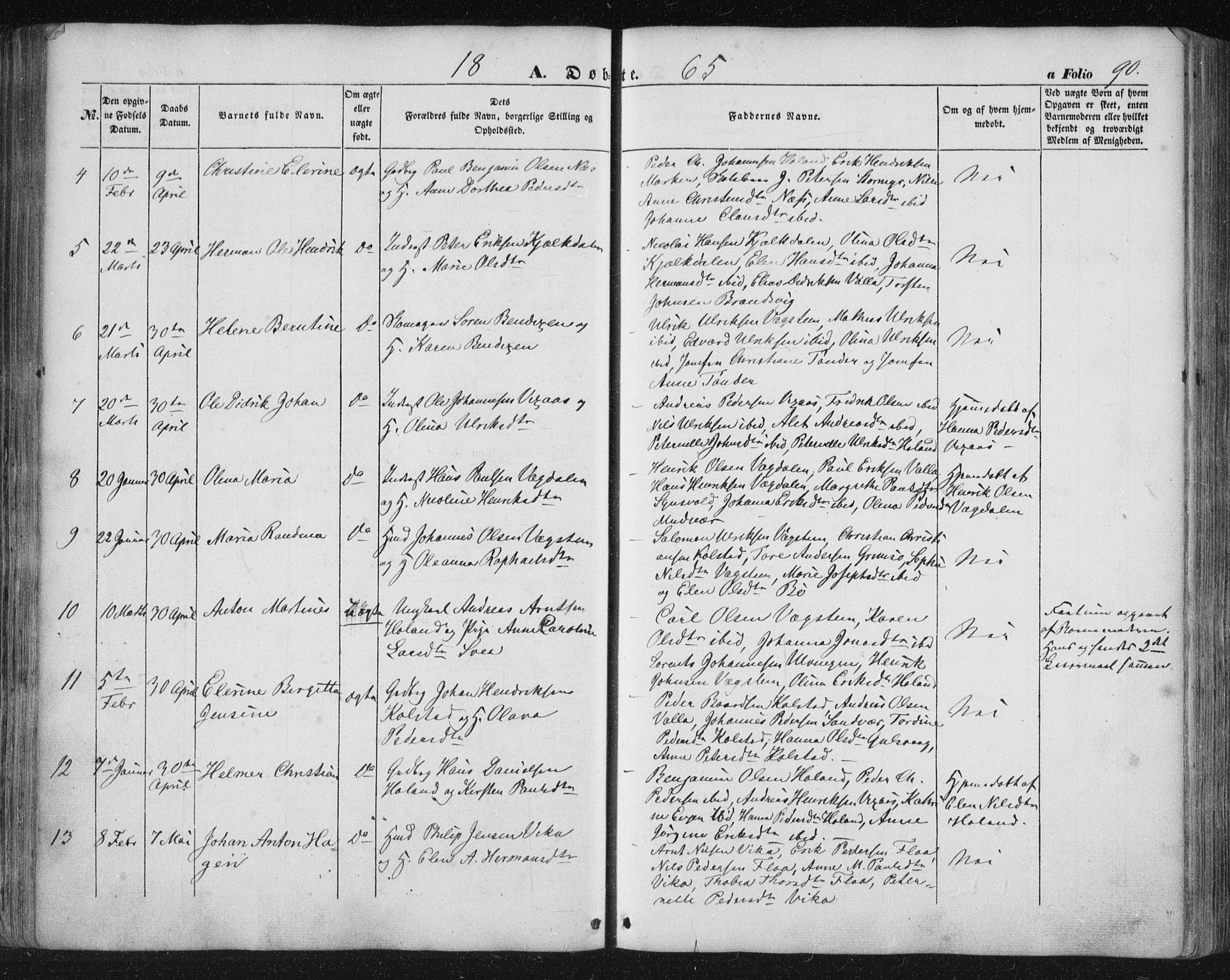 Ministerialprotokoller, klokkerbøker og fødselsregistre - Nordland, AV/SAT-A-1459/816/L0240: Parish register (official) no. 816A06, 1846-1870, p. 90