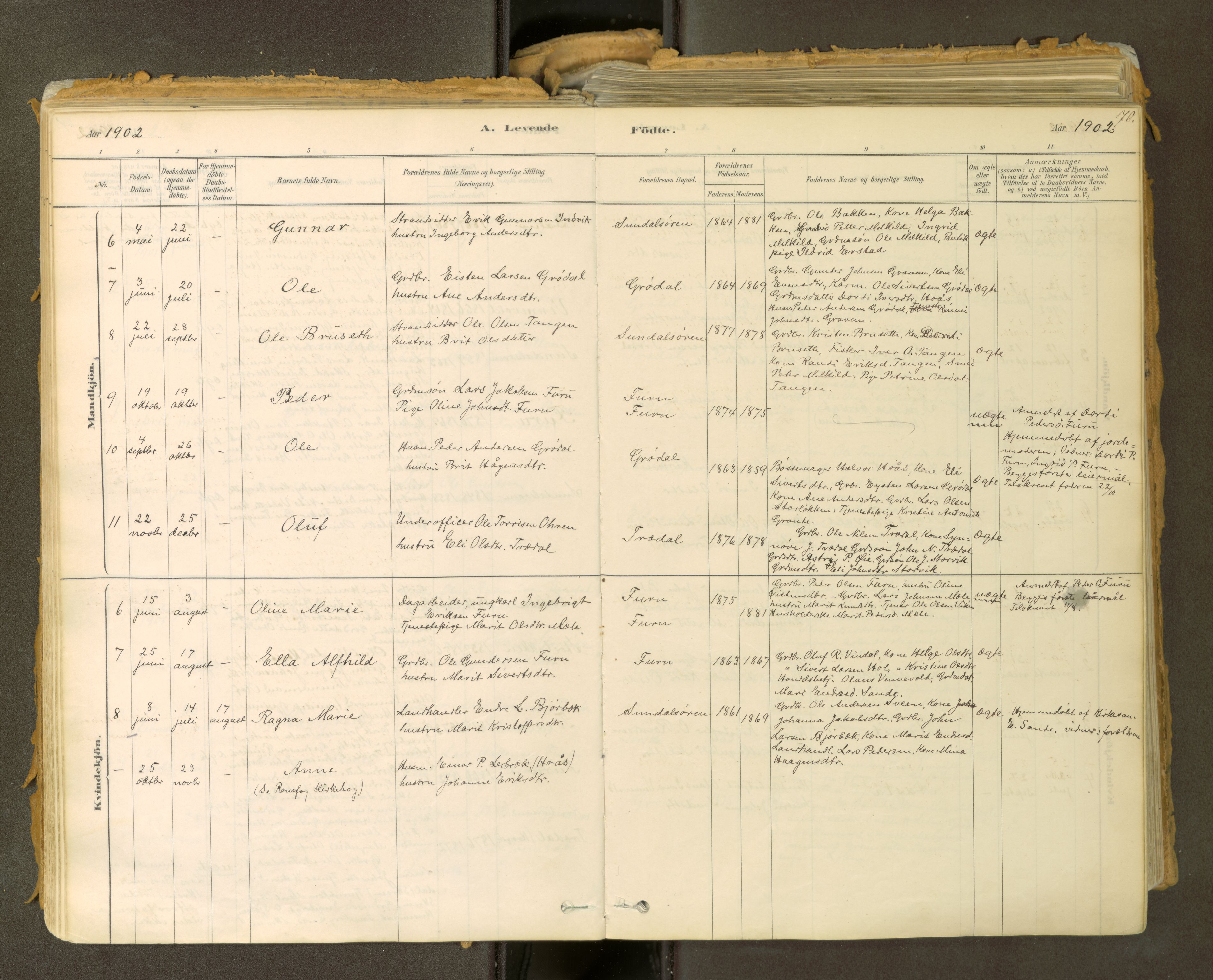 Sunndal sokneprestkontor, SAT/A-1085/1/I/I1/I1a: Parish register (official) no. 2, 1877-1914, p. 70