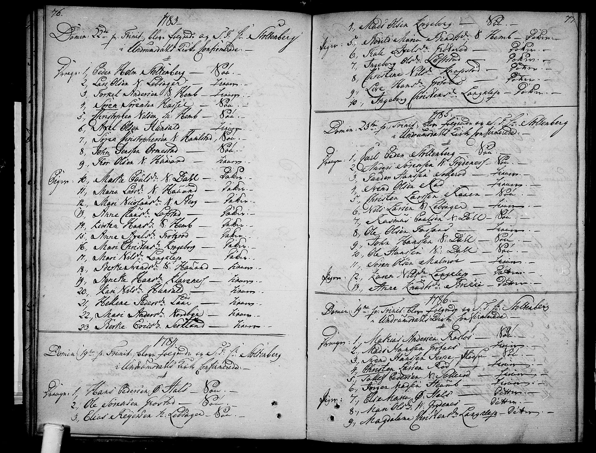 Våle kirkebøker, SAKO/A-334/F/Fb/L0001: Parish register (official) no. II 1, 1774-1814, p. 76-77