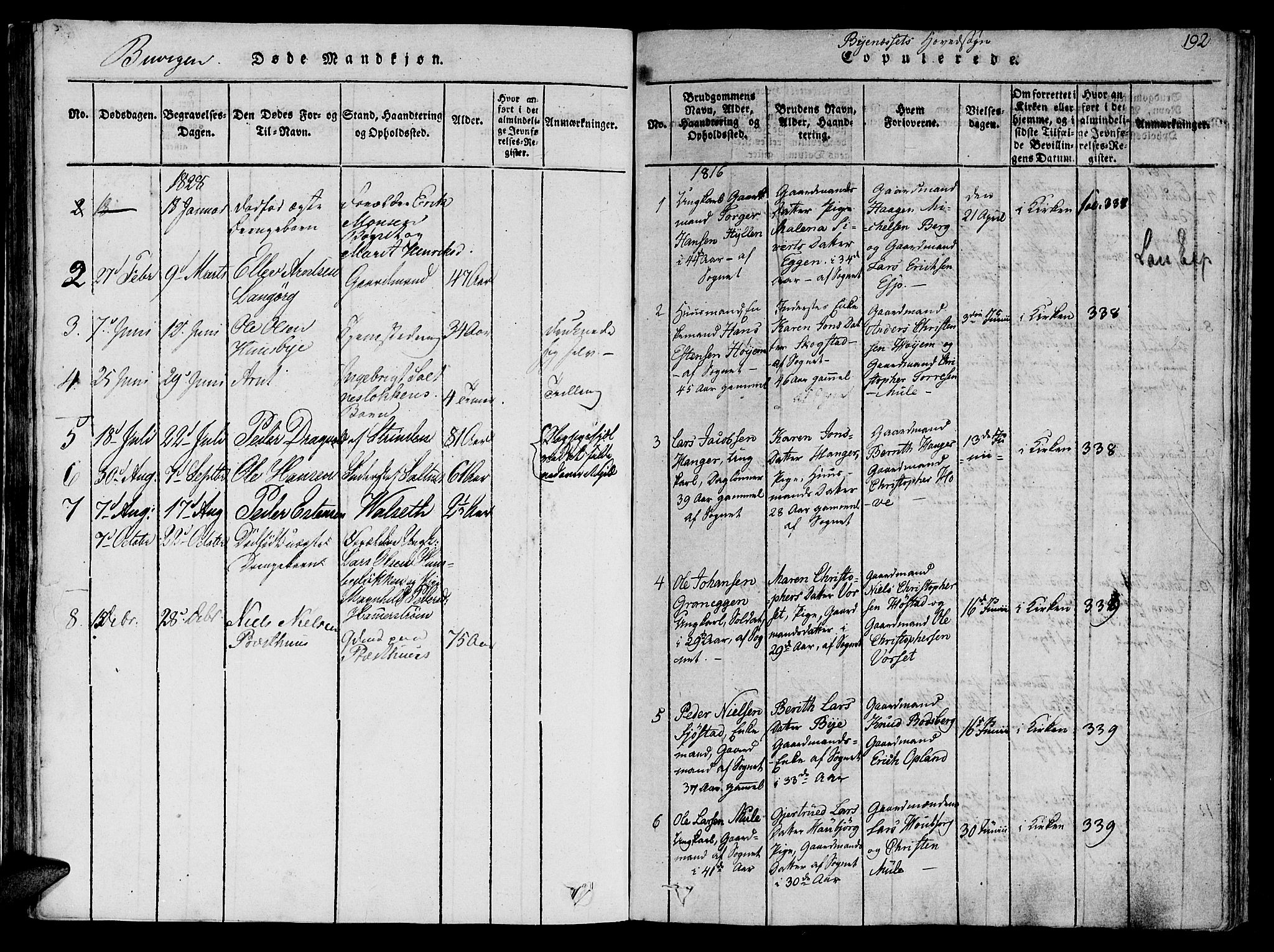 Ministerialprotokoller, klokkerbøker og fødselsregistre - Sør-Trøndelag, SAT/A-1456/612/L0372: Parish register (official) no. 612A06 /1, 1816-1828, p. 192