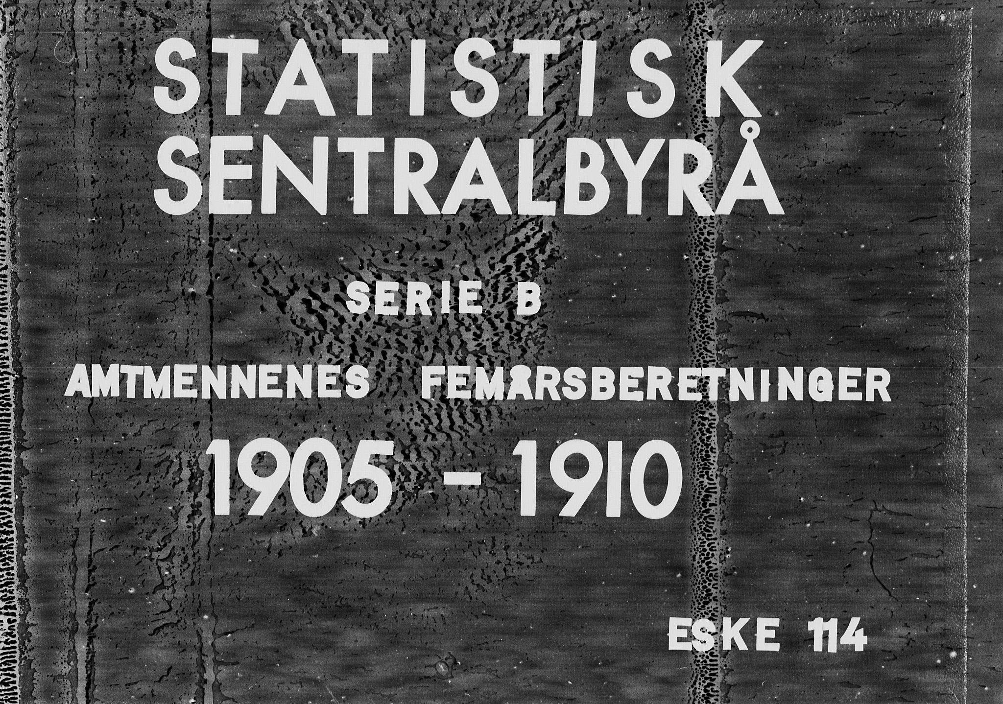 Statistisk sentralbyrå, Næringsøkonomiske emner, Generelt - Amtmennenes femårsberetninger, AV/RA-S-2233/F/Fa/L0114: --, 1906-1910, p. 1