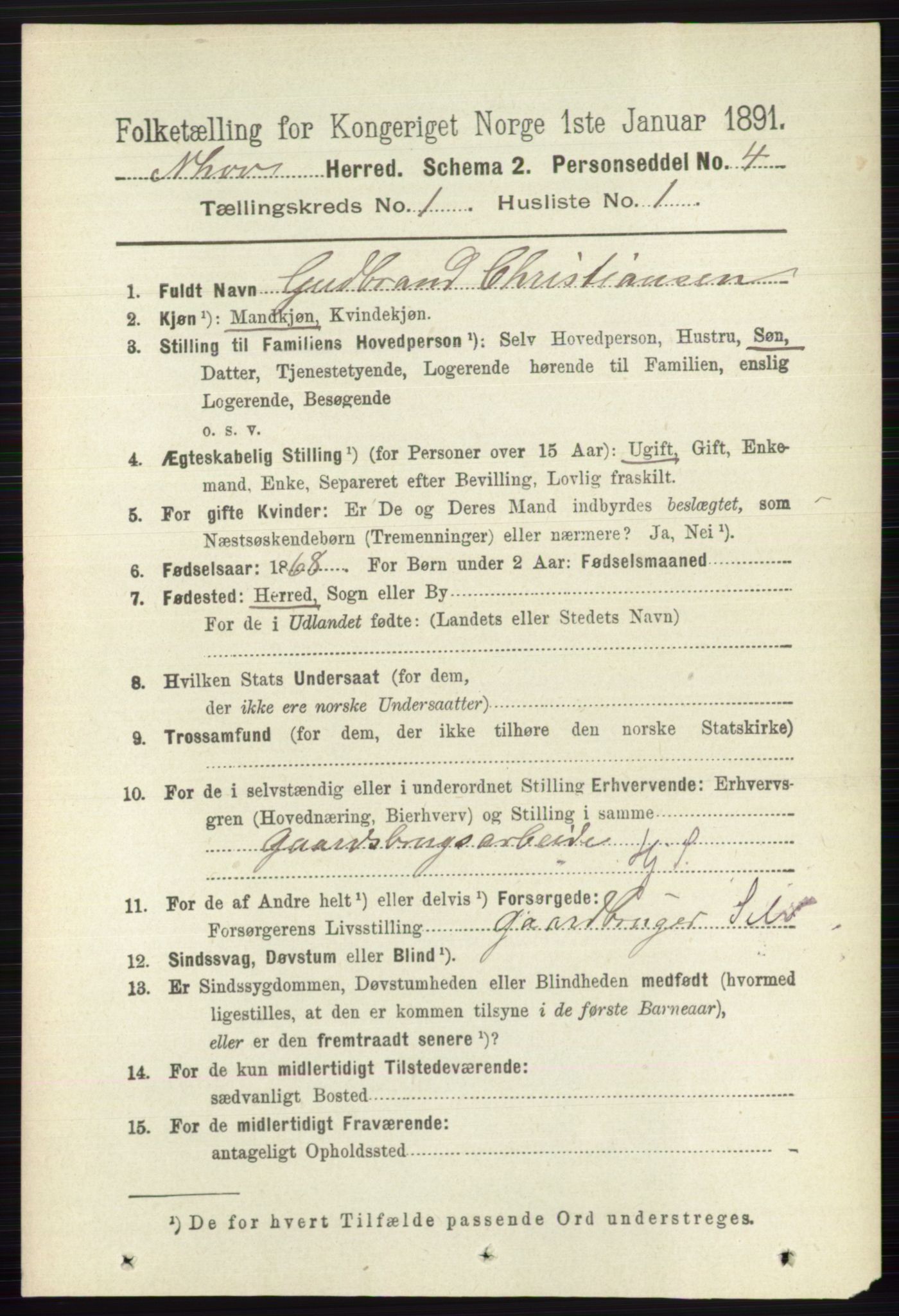 RA, 1891 census for 0613 Norderhov, 1891, p. 124