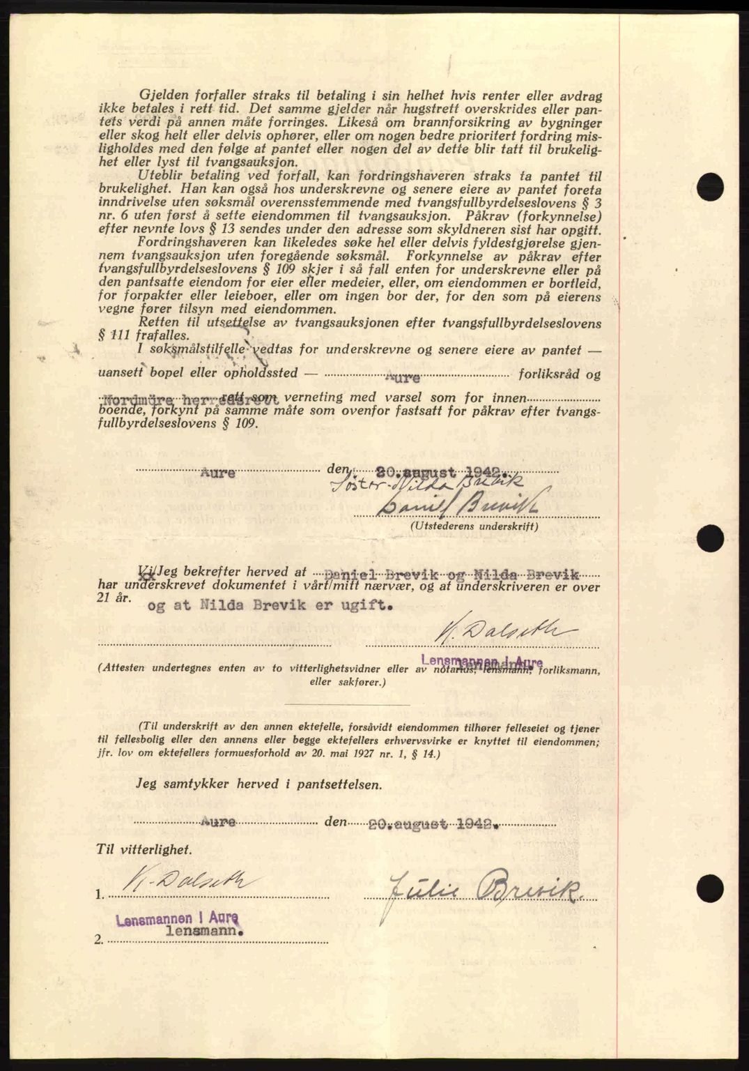 Nordmøre sorenskriveri, AV/SAT-A-4132/1/2/2Ca: Mortgage book no. B90, 1942-1943, Diary no: : 2938/1942