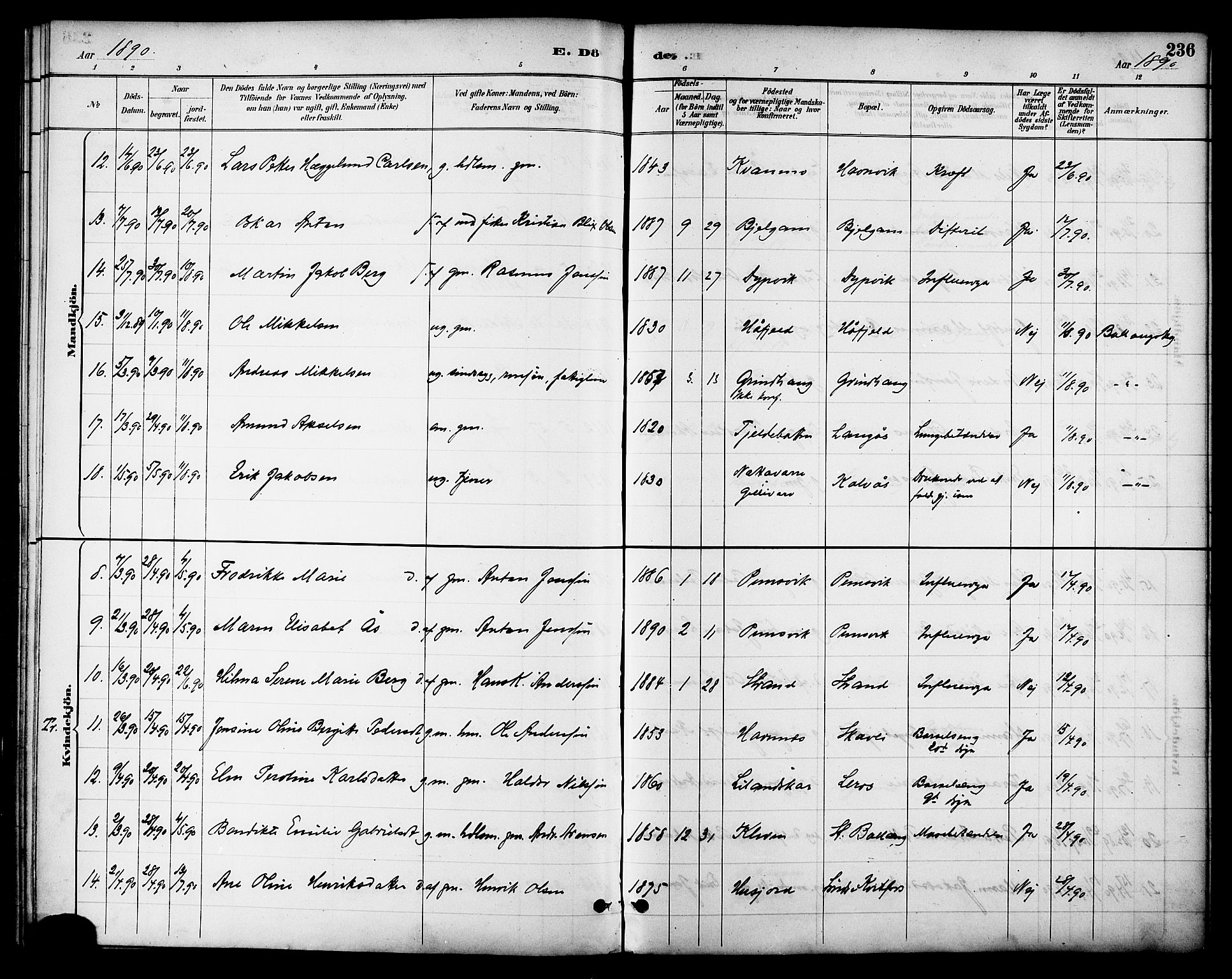 Ministerialprotokoller, klokkerbøker og fødselsregistre - Nordland, AV/SAT-A-1459/863/L0898: Parish register (official) no. 863A10, 1886-1897, p. 236