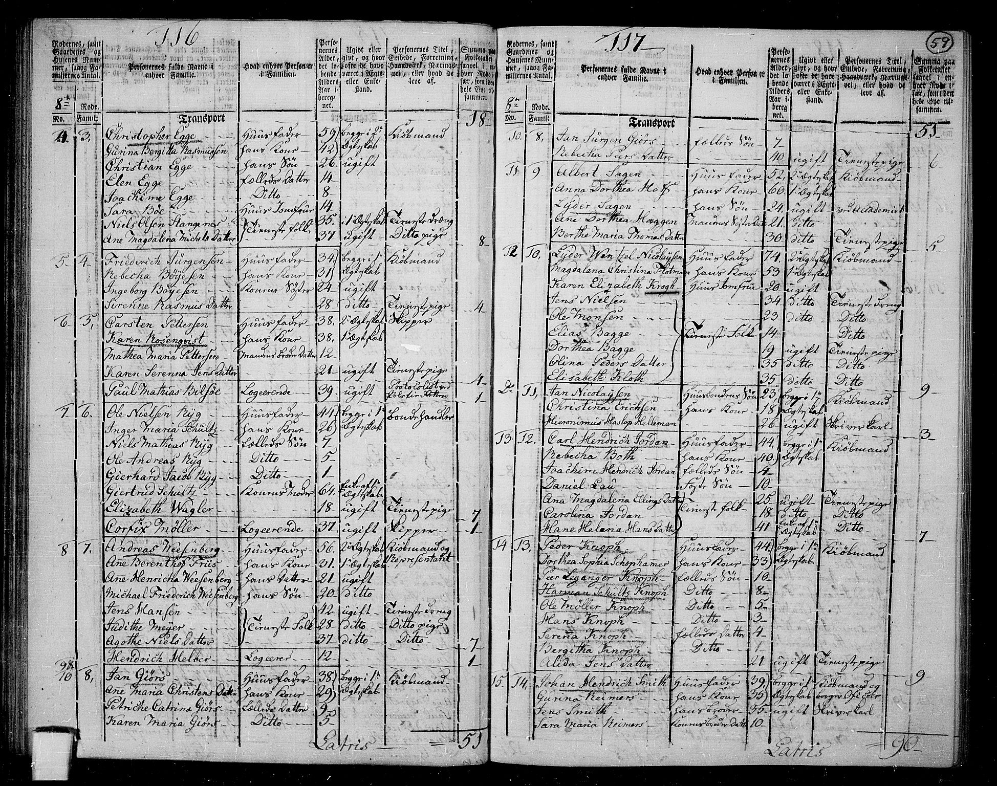RA, 1801 census for 1301 Bergen, 1801, p. 58b-59a