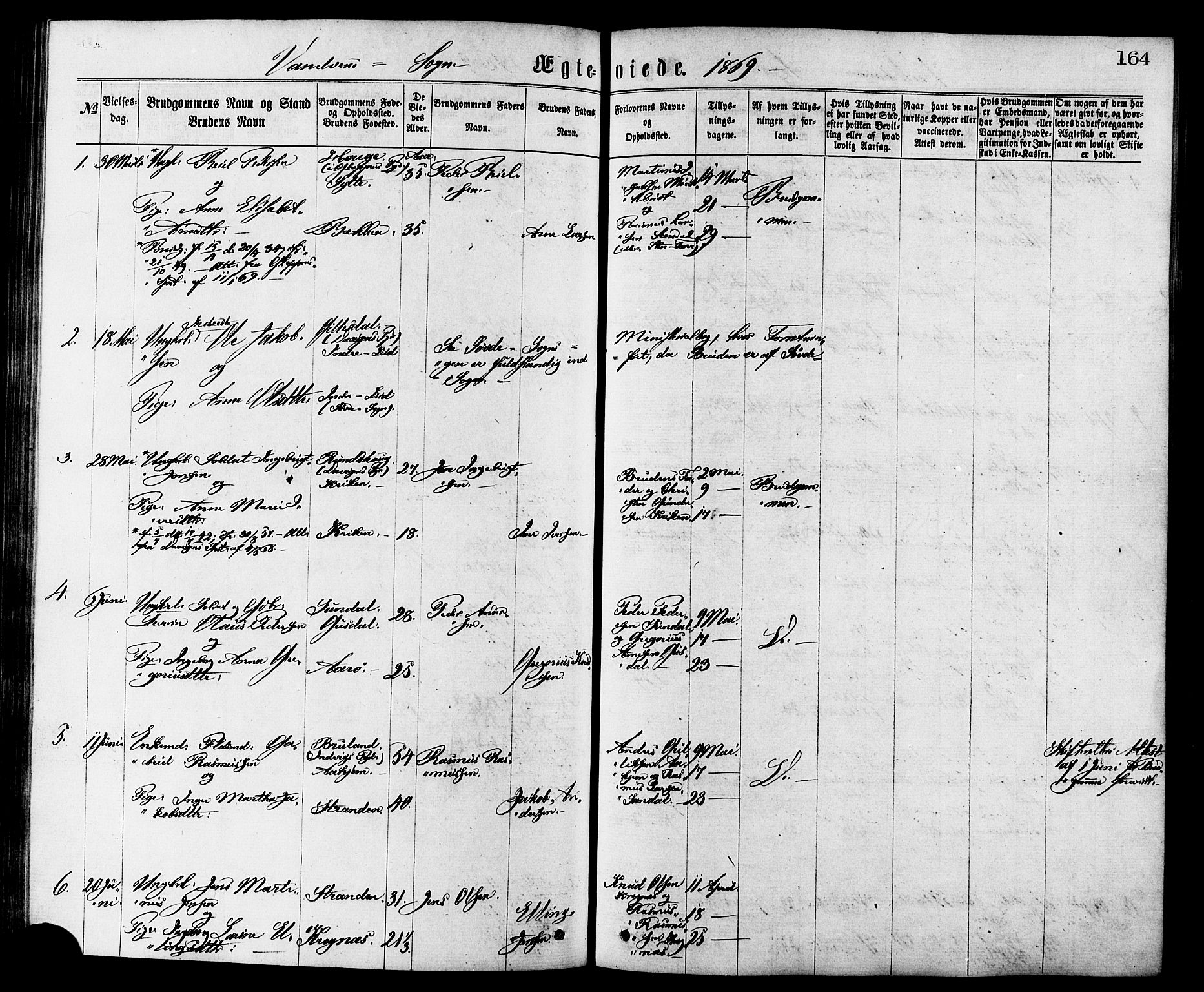 Ministerialprotokoller, klokkerbøker og fødselsregistre - Møre og Romsdal, AV/SAT-A-1454/501/L0007: Parish register (official) no. 501A07, 1868-1884, p. 164