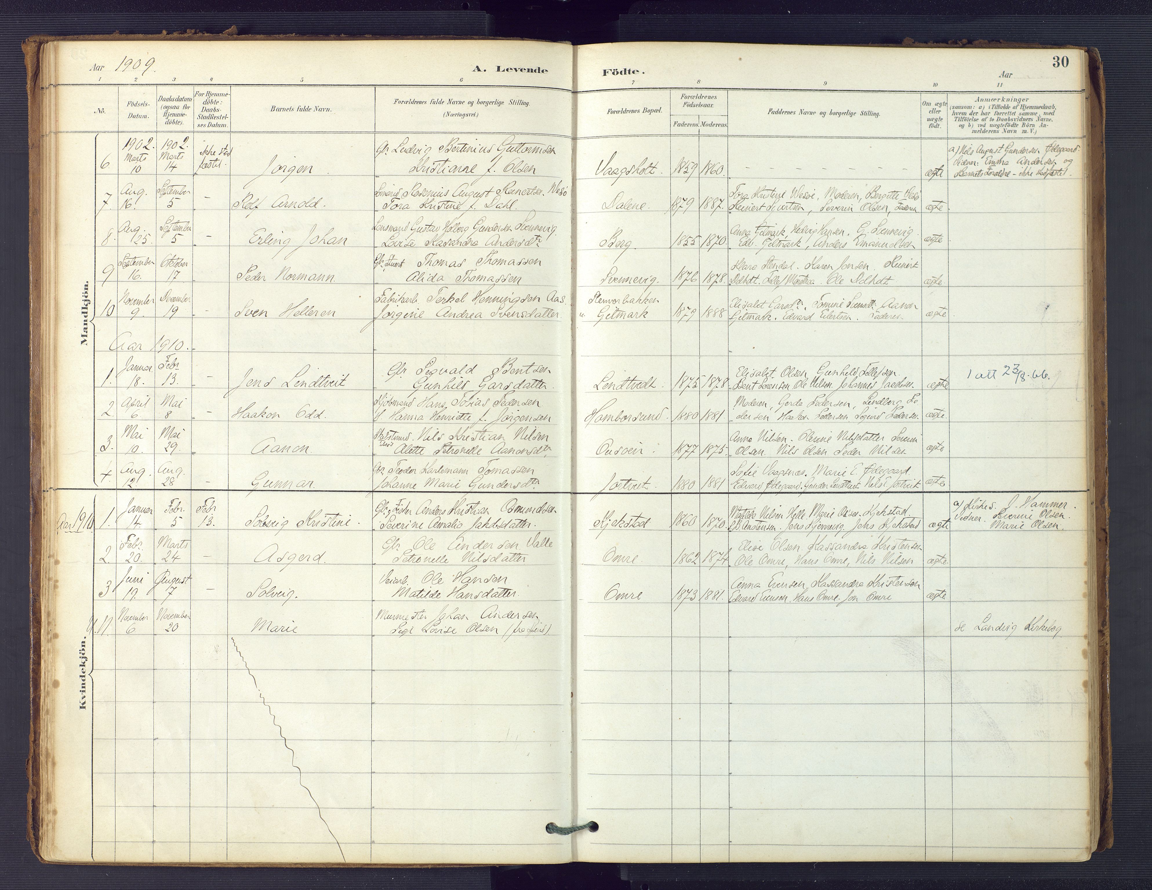 Hommedal sokneprestkontor, SAK/1111-0023/F/Fa/Faa/L0003: Parish register (official) no. A 3, 1885-1916, p. 30