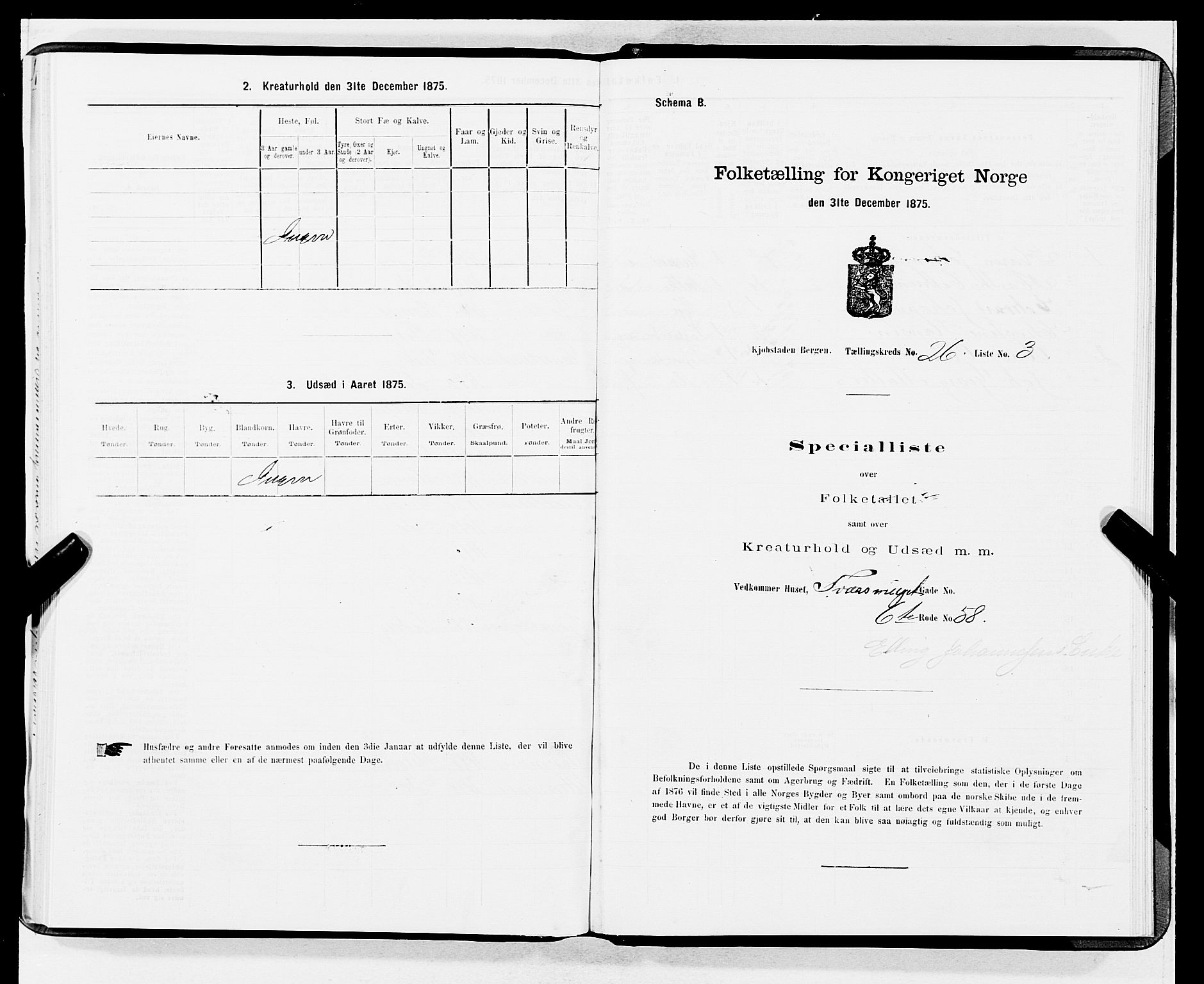 SAB, 1875 census for 1301 Bergen, 1875, p. 1292