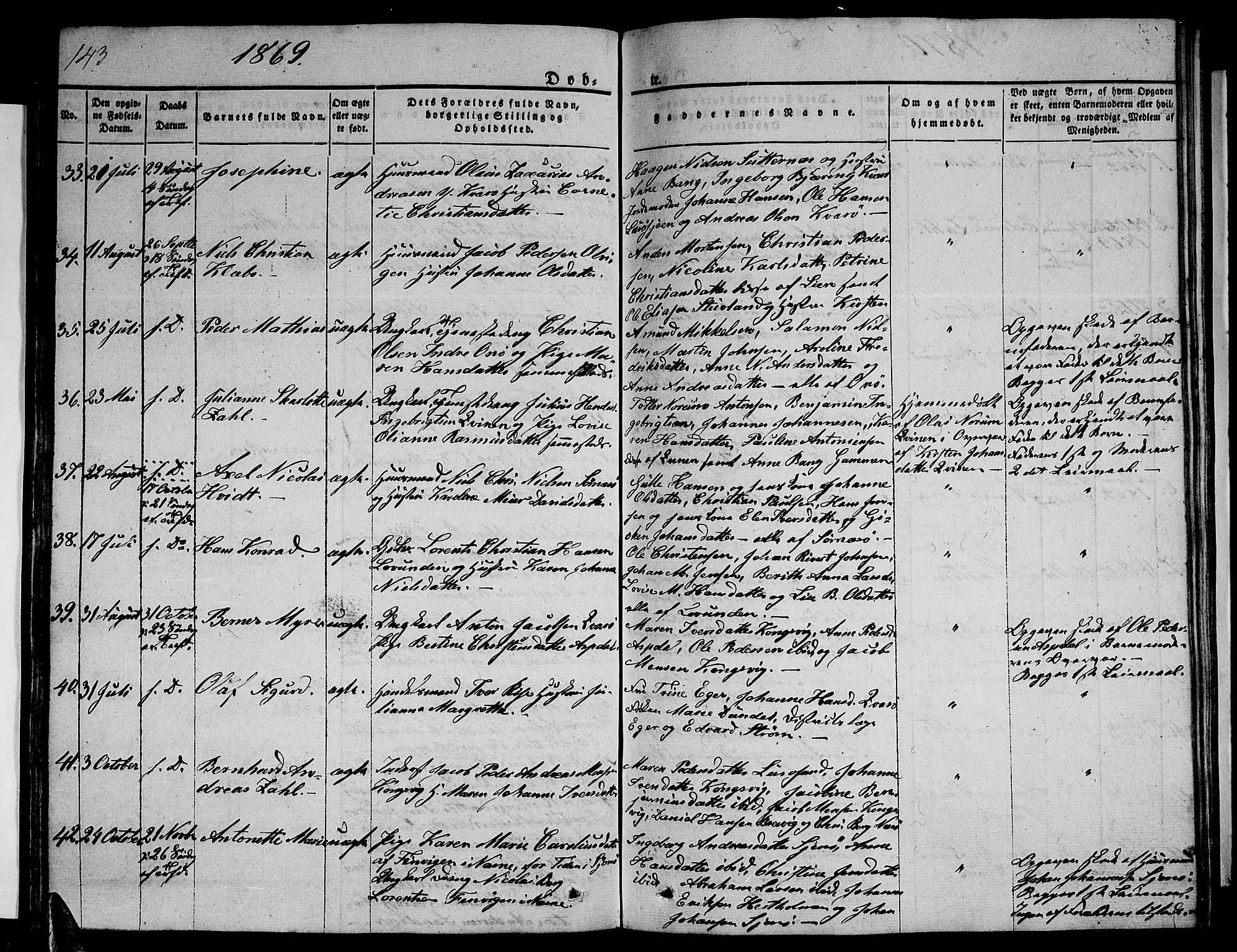 Ministerialprotokoller, klokkerbøker og fødselsregistre - Nordland, AV/SAT-A-1459/839/L0572: Parish register (copy) no. 839C02, 1841-1873, p. 143