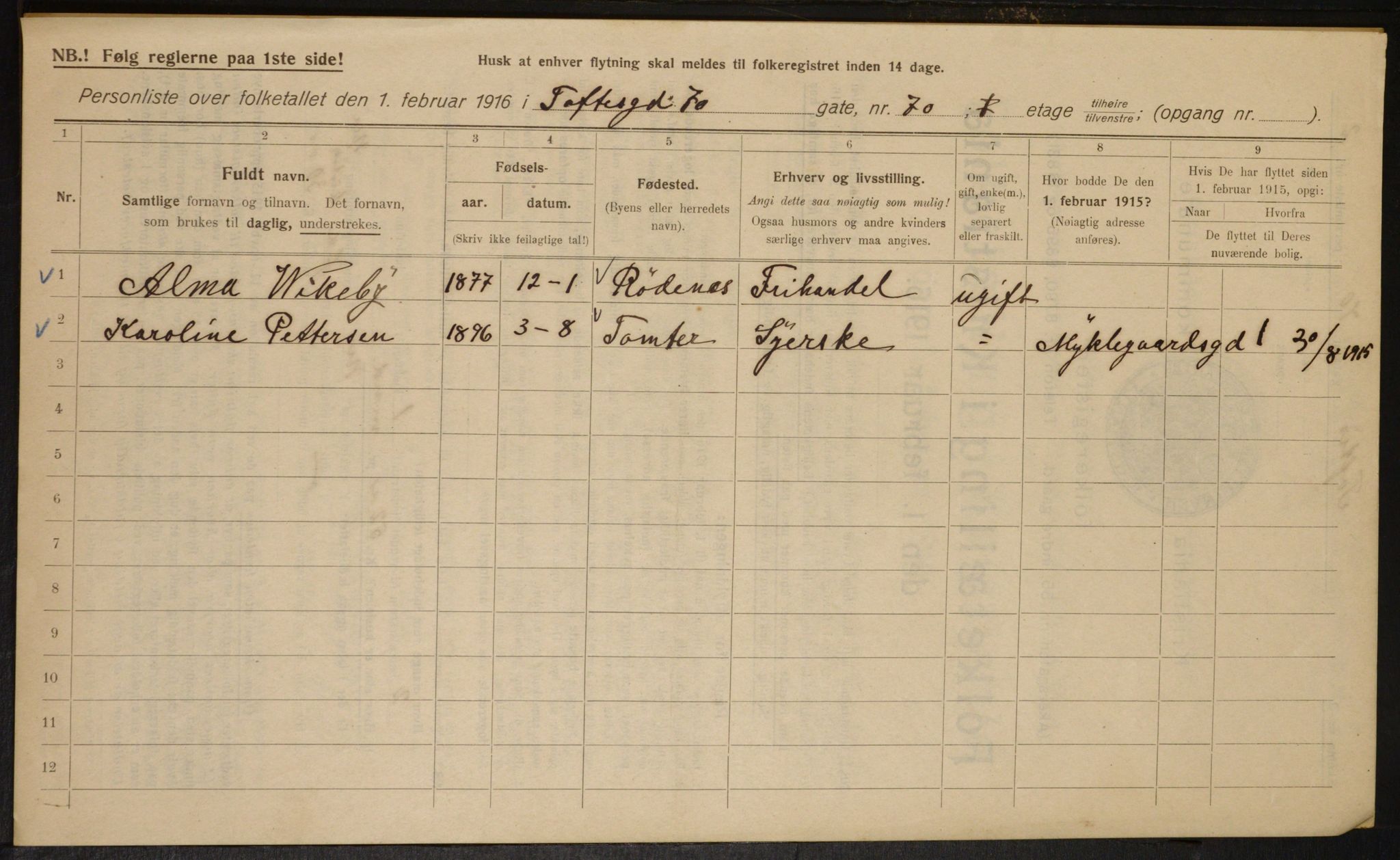 OBA, Municipal Census 1916 for Kristiania, 1916, p. 116328