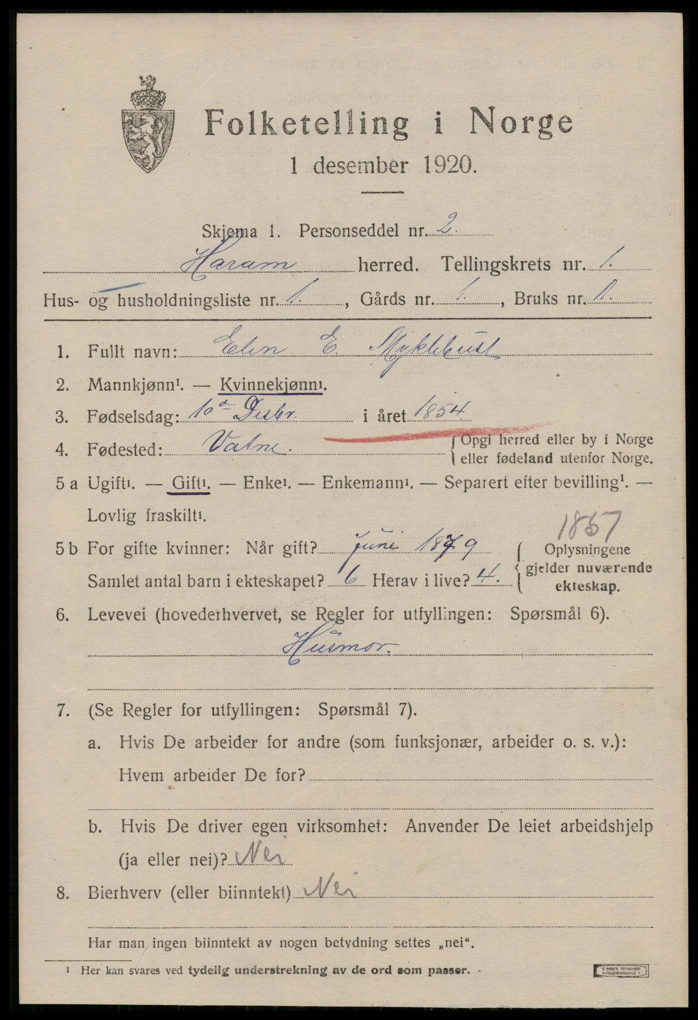 SAT, 1920 census for Haram, 1920, p. 975